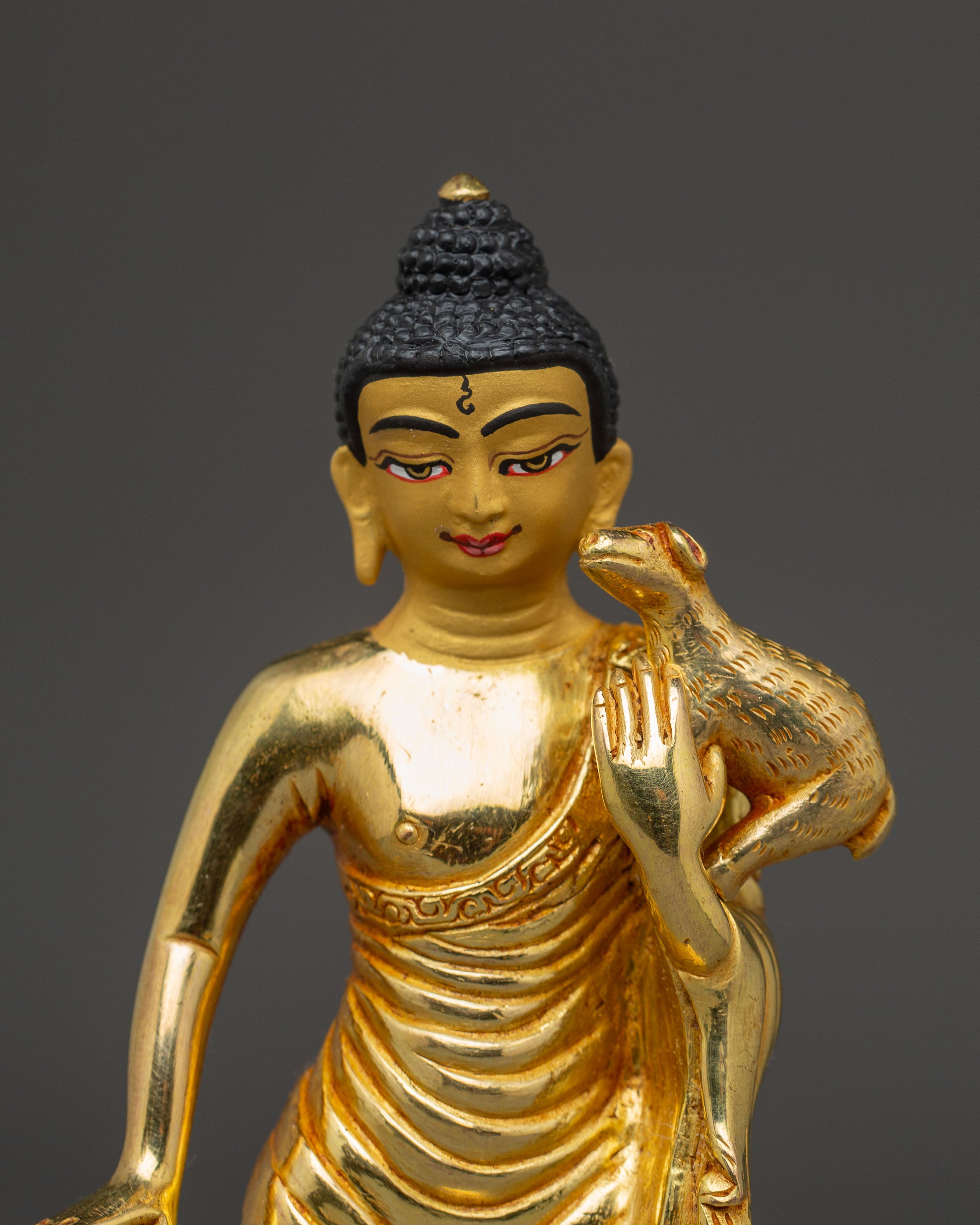 Gautama Buddha 24K Gold Gilded Statue – Nepalese Copper Artwork