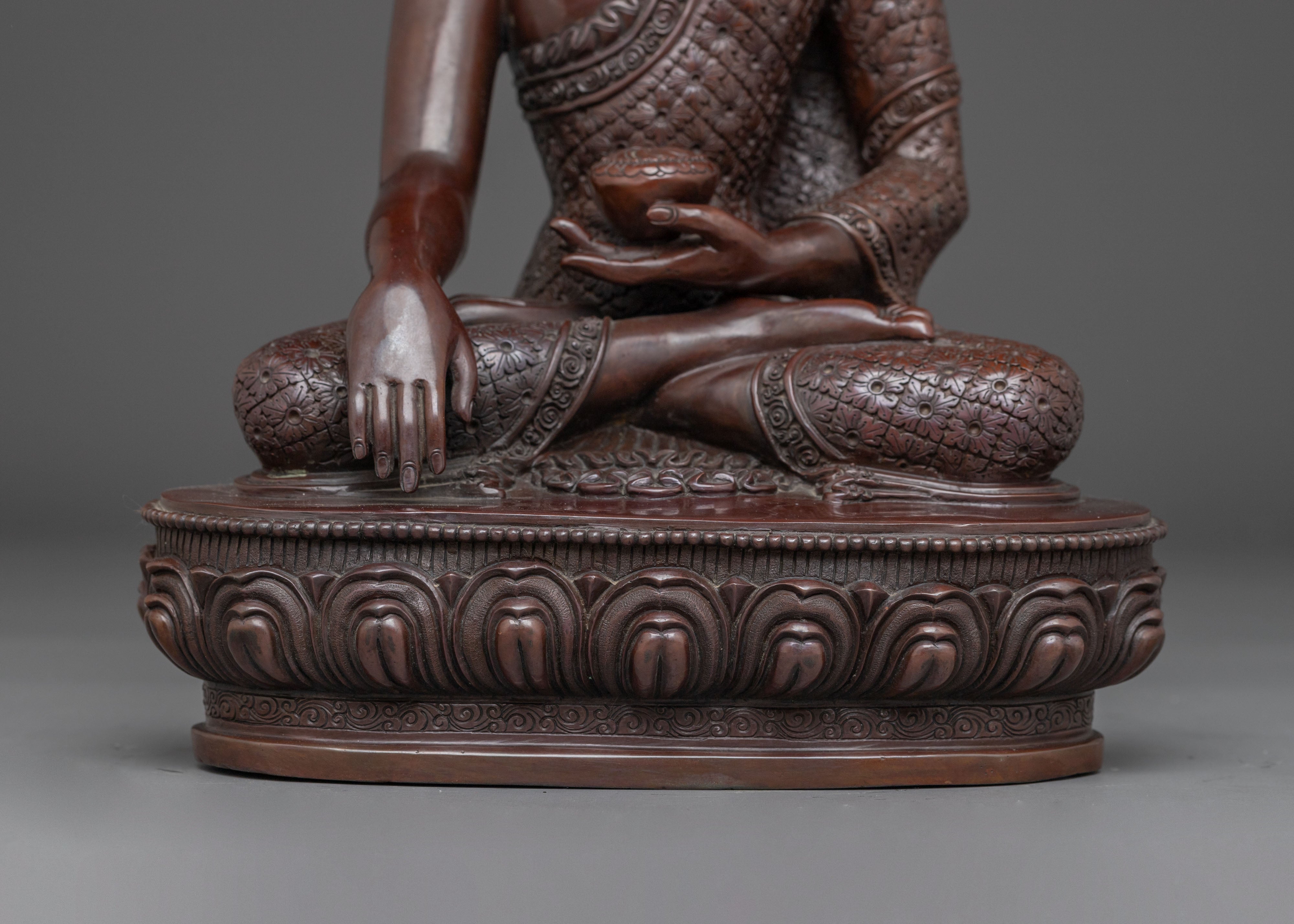 Shakyamuni Buddha Oxidized Copper Handmade Sculpture