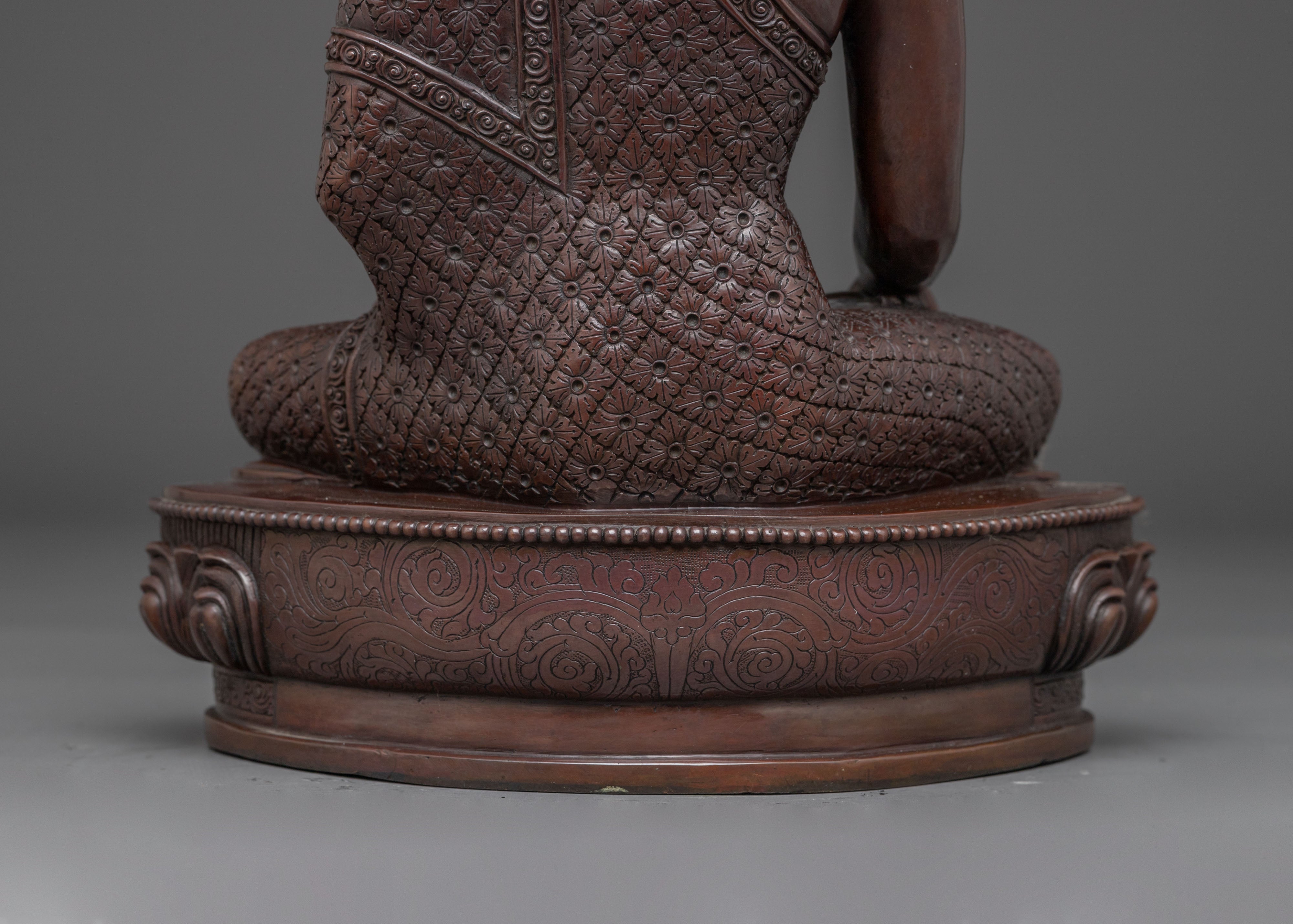 Shakyamuni Buddha Oxidized Copper Handmade Sculpture