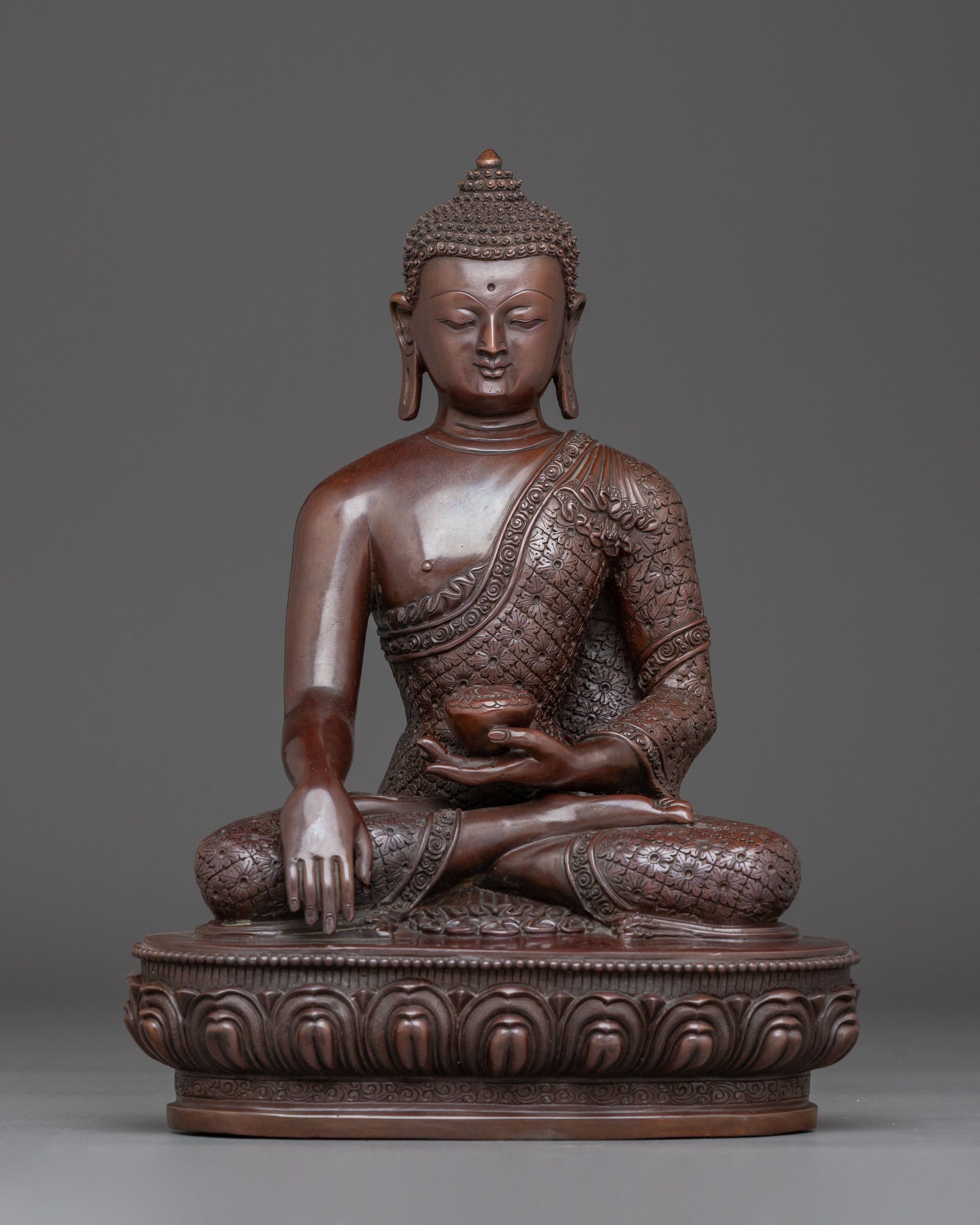 Shakyamuni Buddha Oxidized Copper Handmade Sculpture
