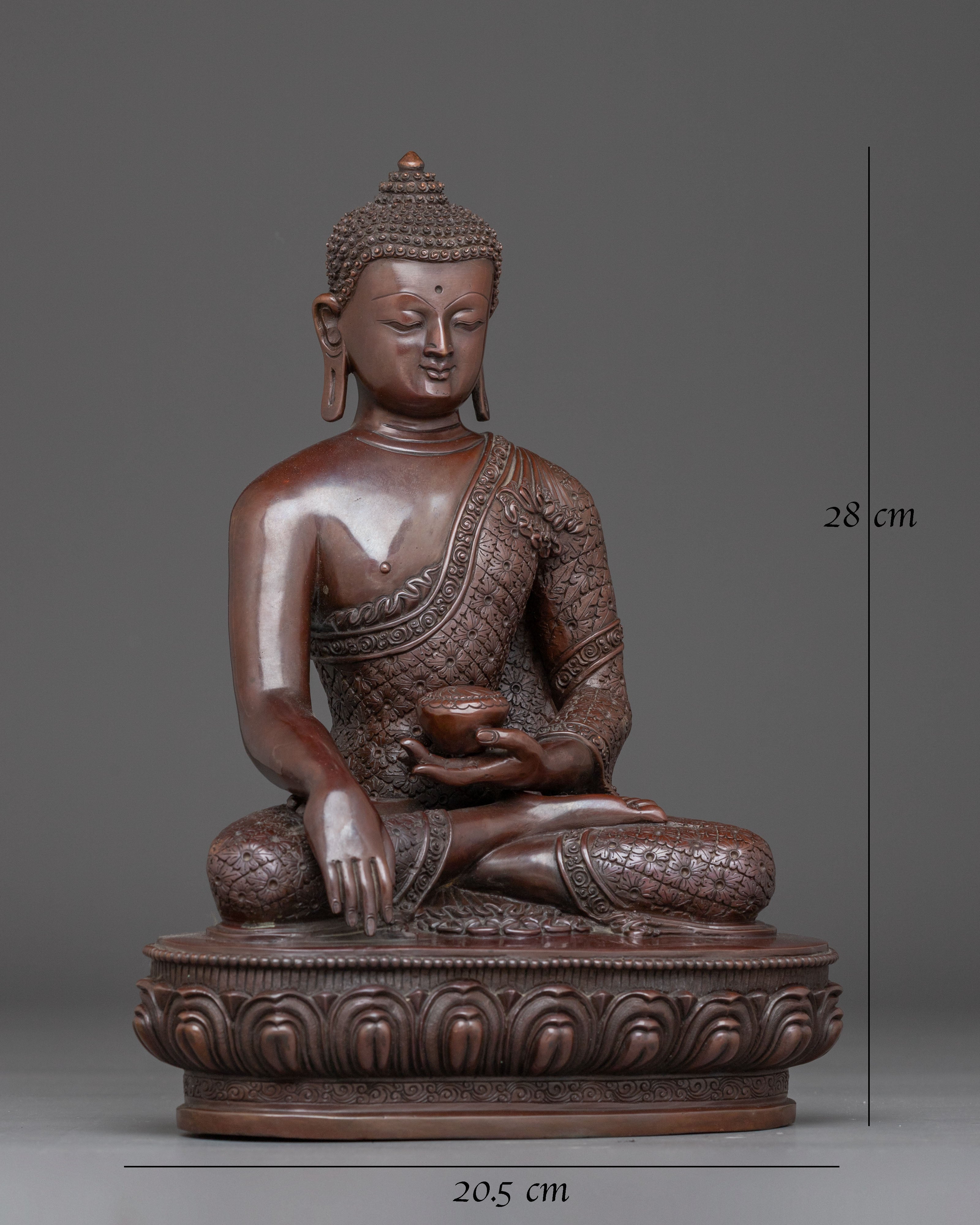 Shakyamuni Buddha Oxidized Copper Handmade Sculpture