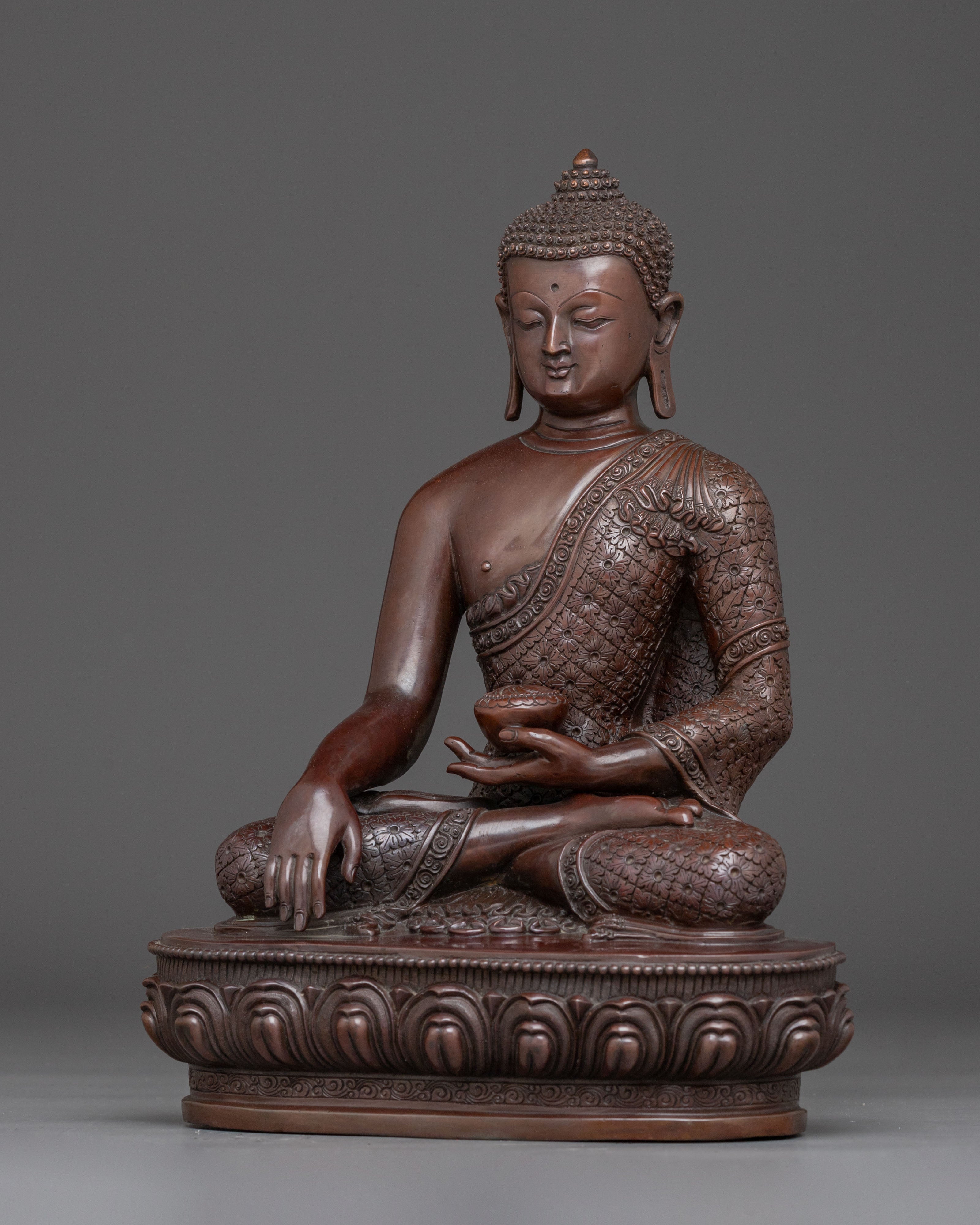 Shakyamuni Buddha Oxidized Copper Handmade Sculpture