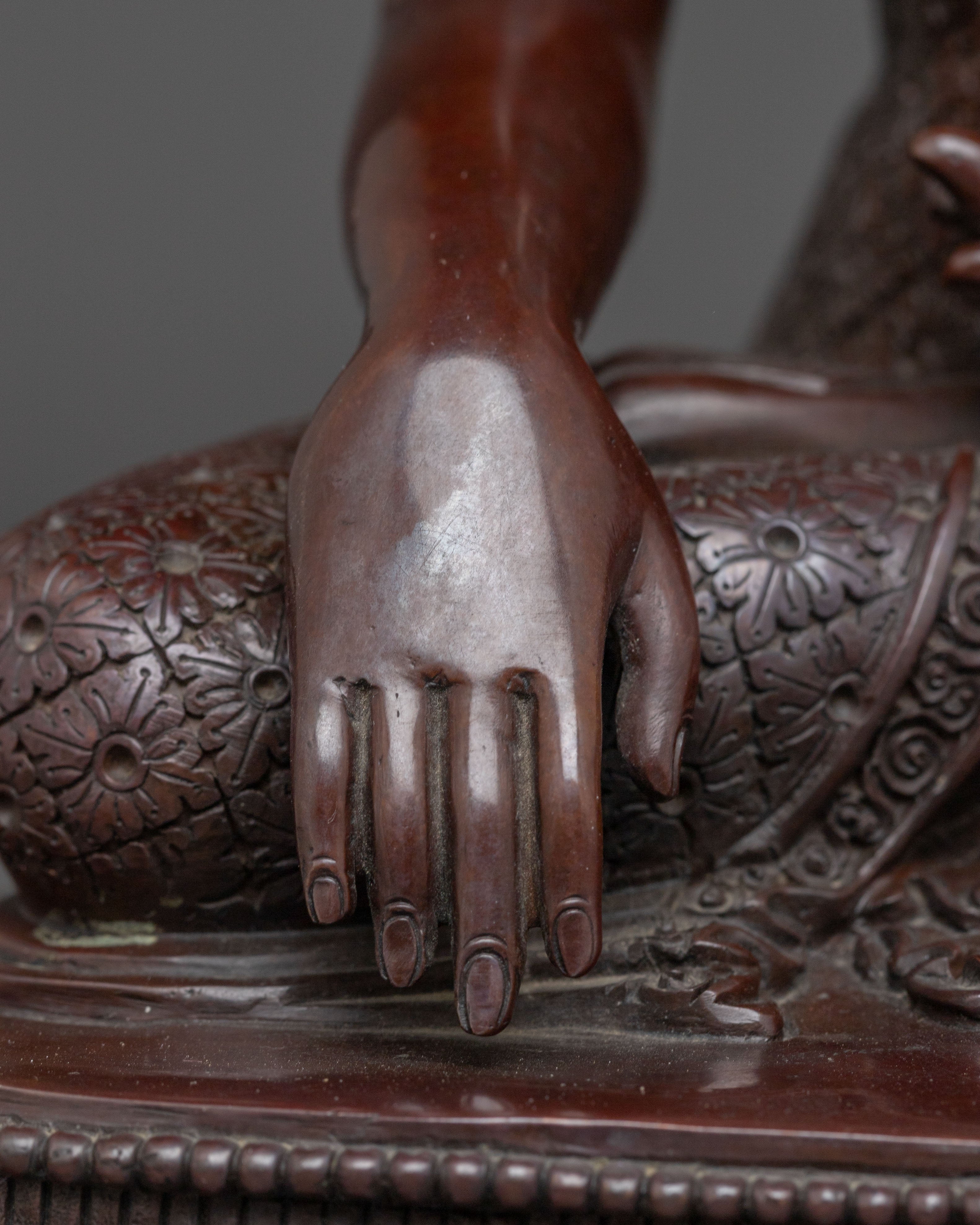 Shakyamuni Buddha Oxidized Copper Handmade Sculpture