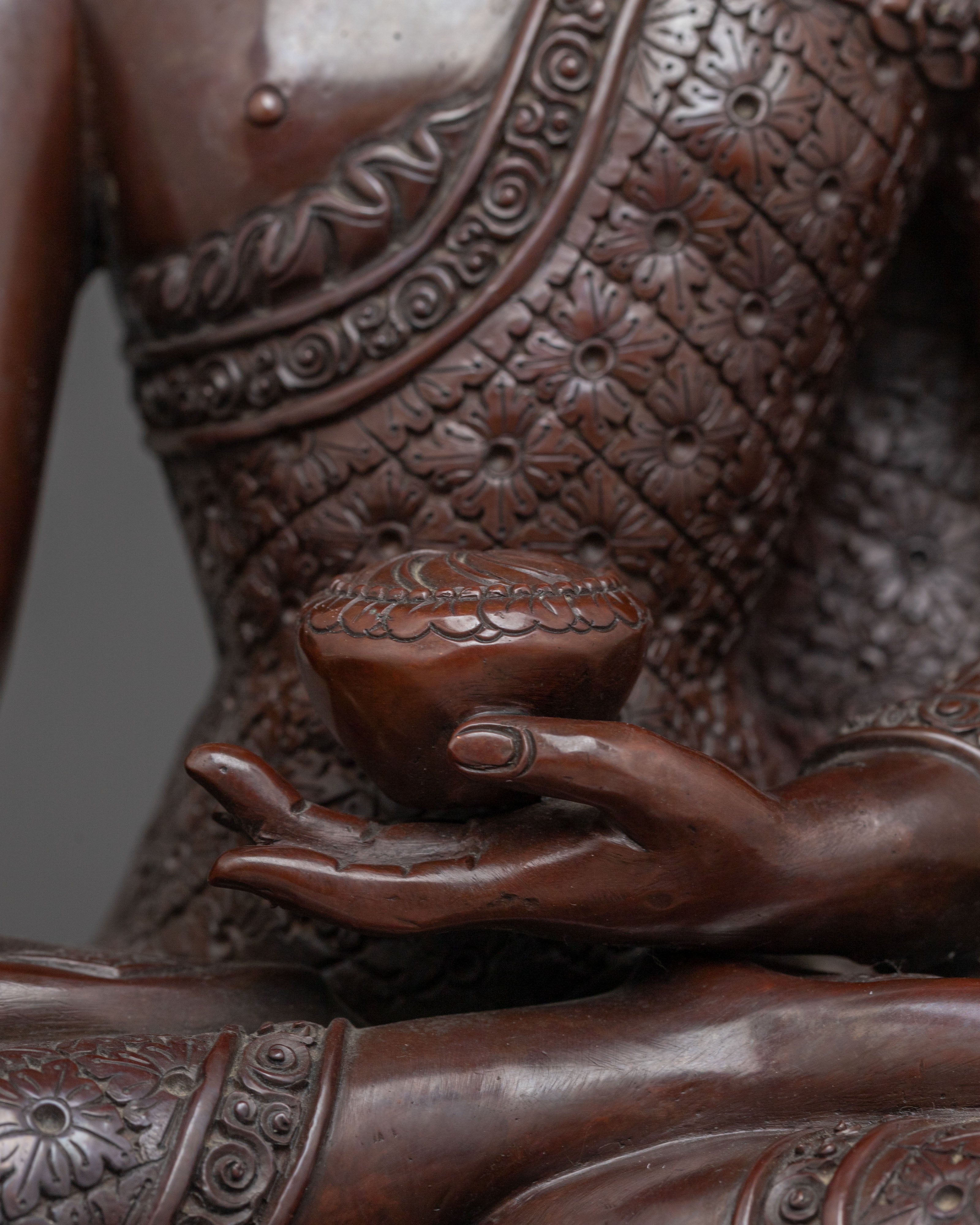 Shakyamuni Buddha Oxidized Copper Handmade Sculpture