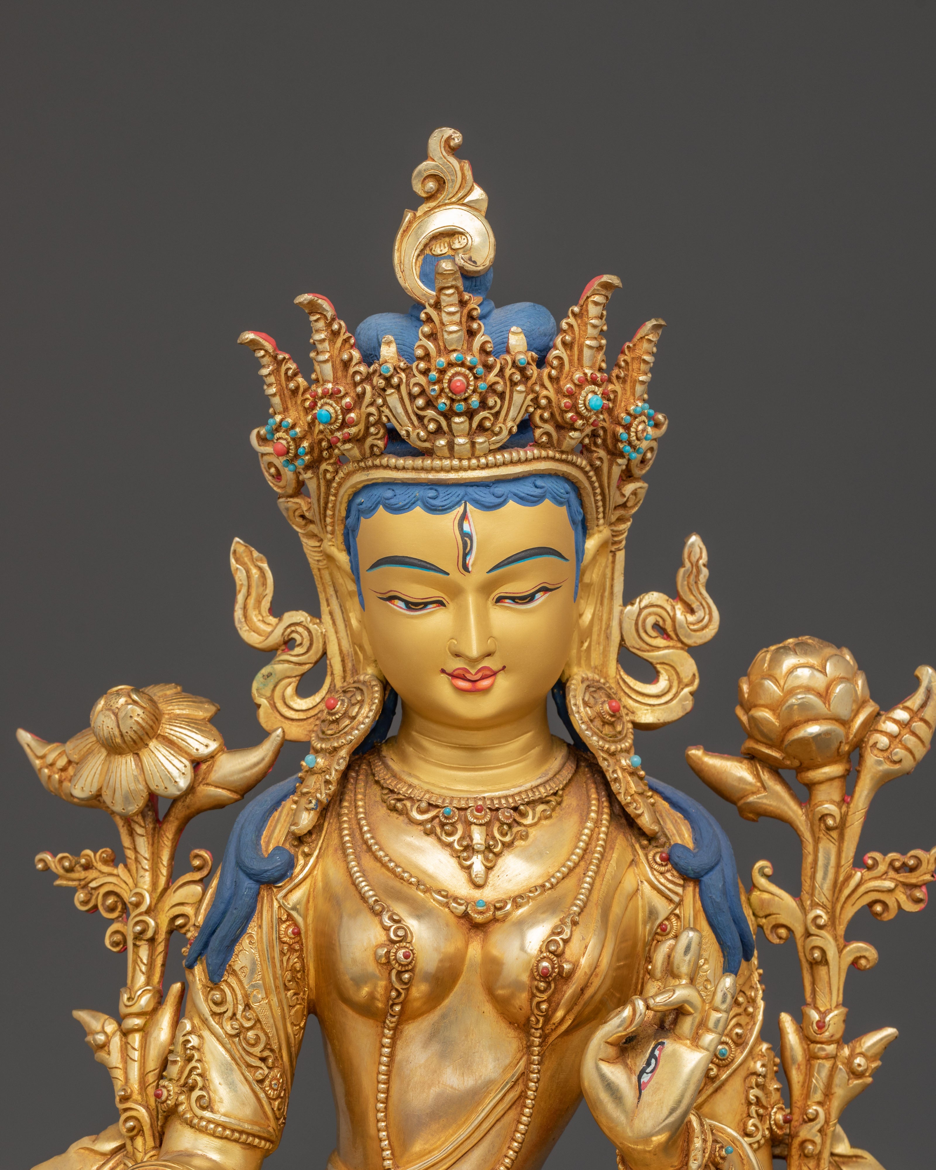 Seven-eyed Healing Goddess White Tara Sculpture