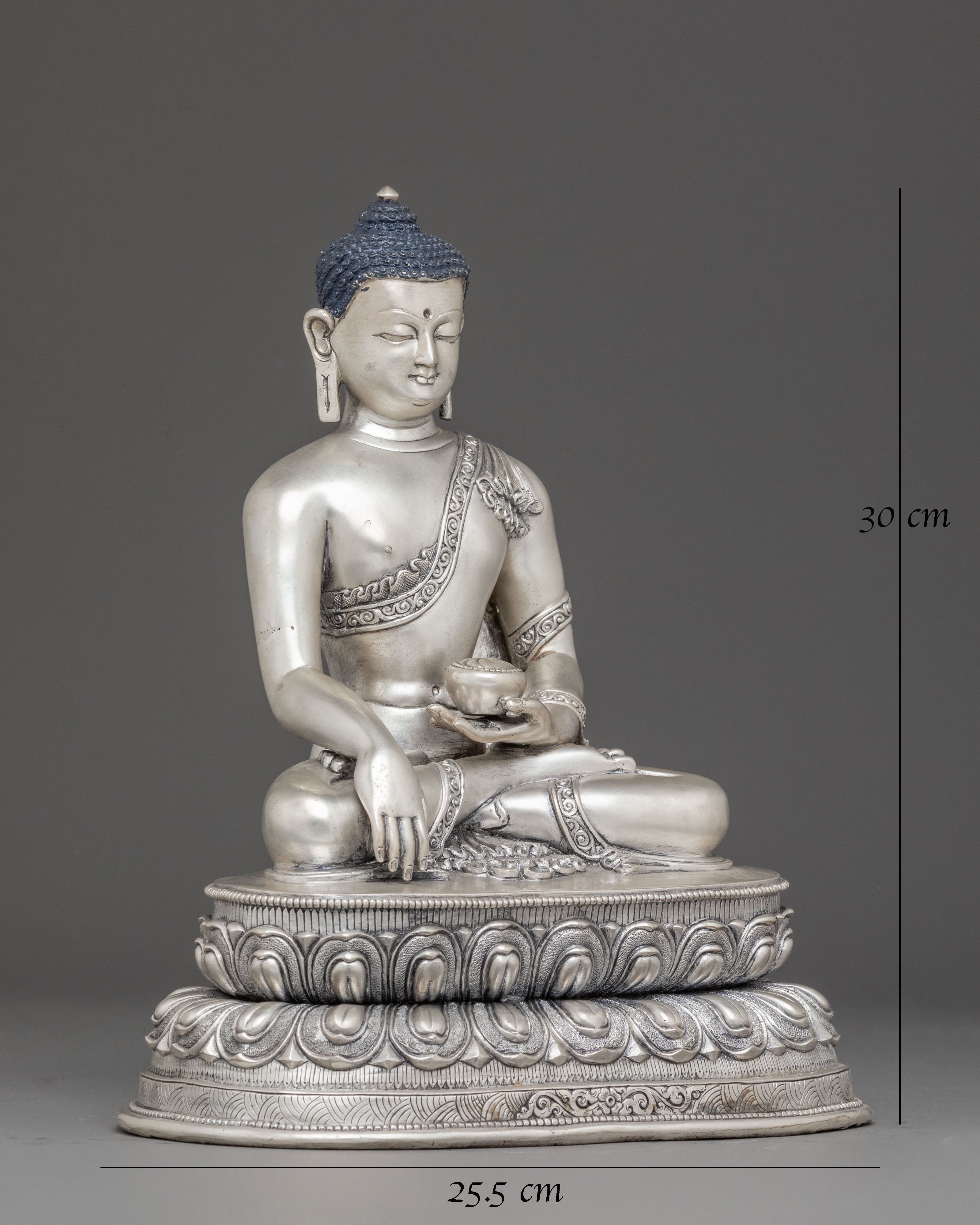 Silver Plated Statue of Buddha Shakyamuni