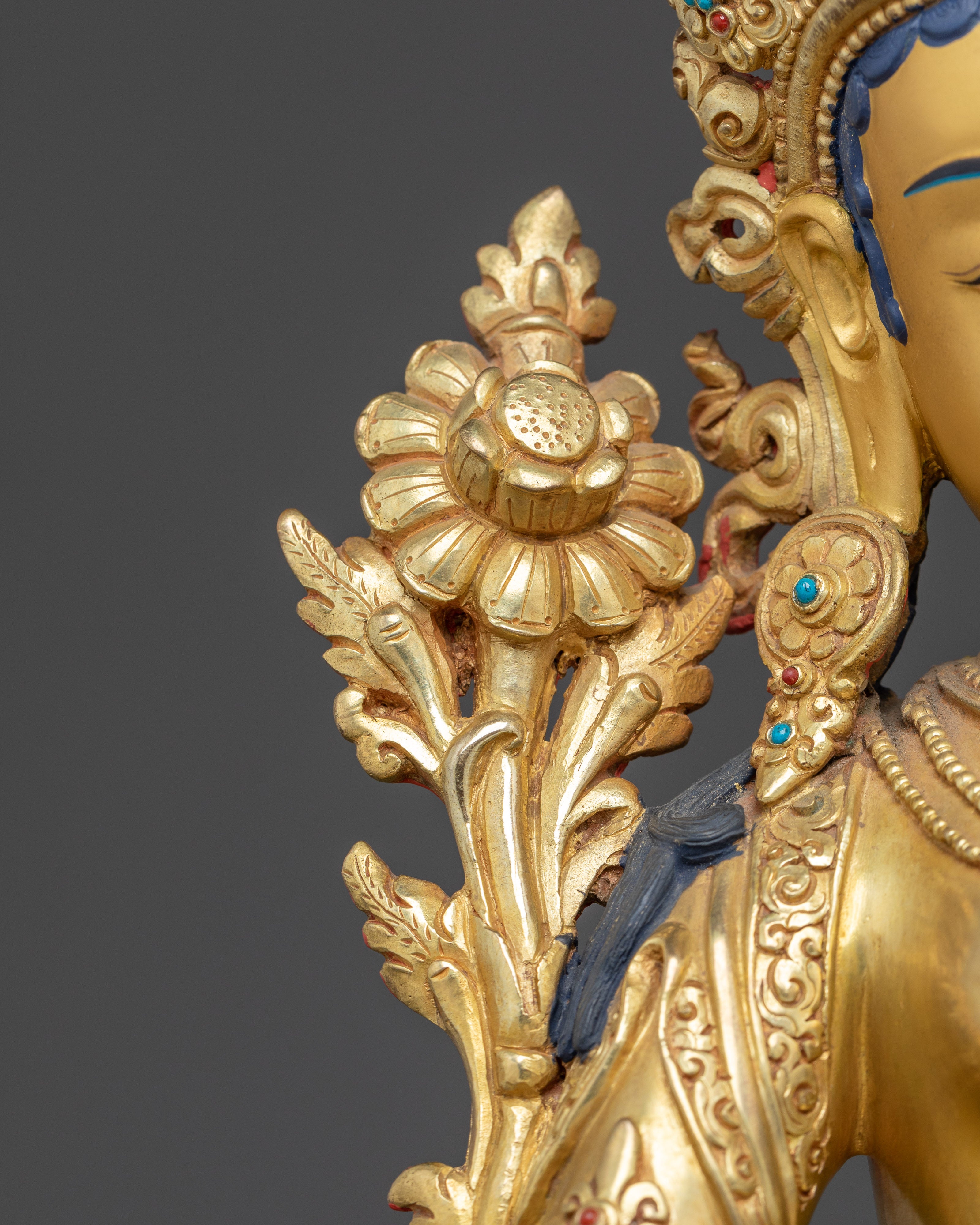 Golden Statue of Mother Green Tara | Himlayan Handmade Sculpture
