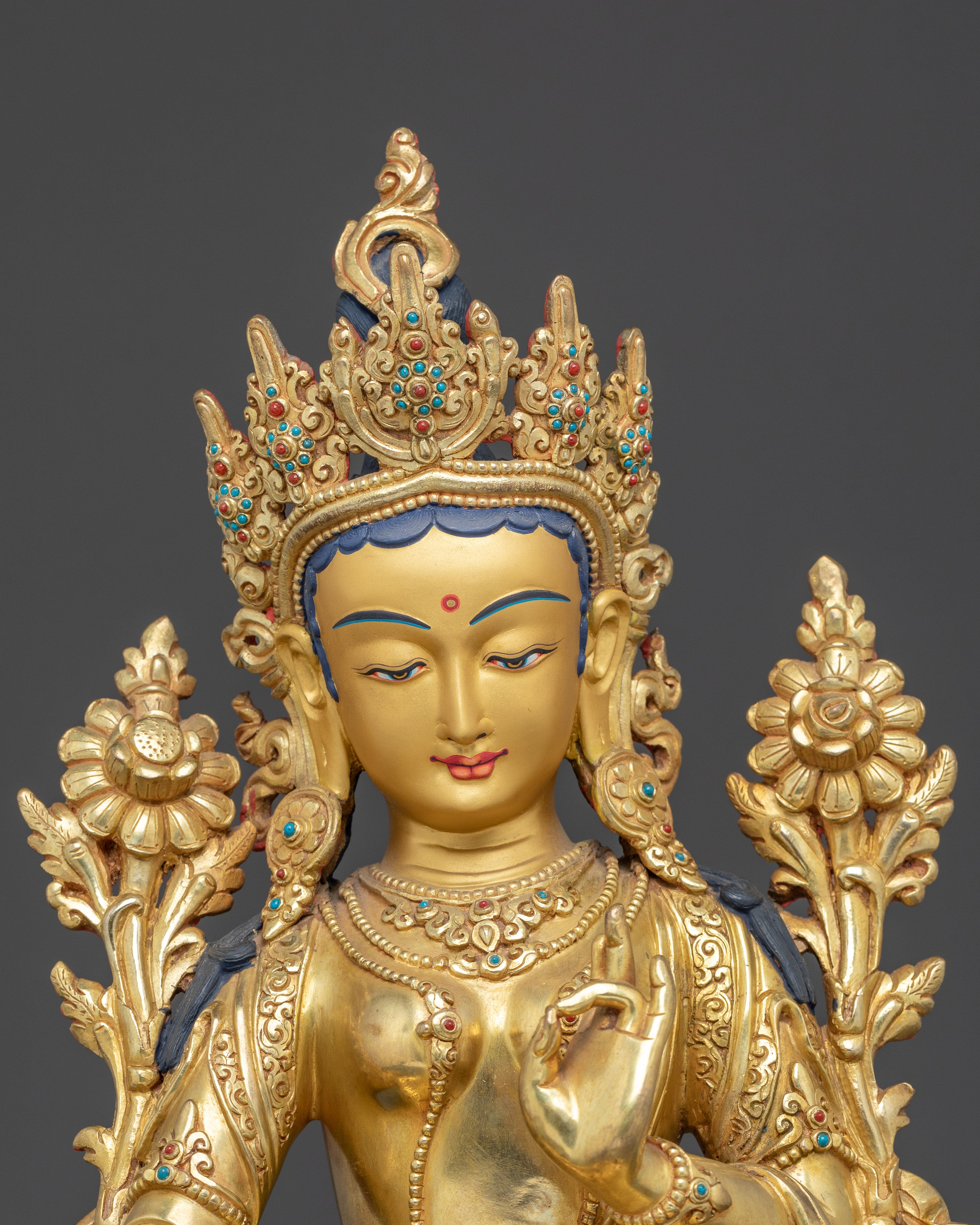 Golden Statue of Mother Green Tara | Himlayan Handmade Sculpture