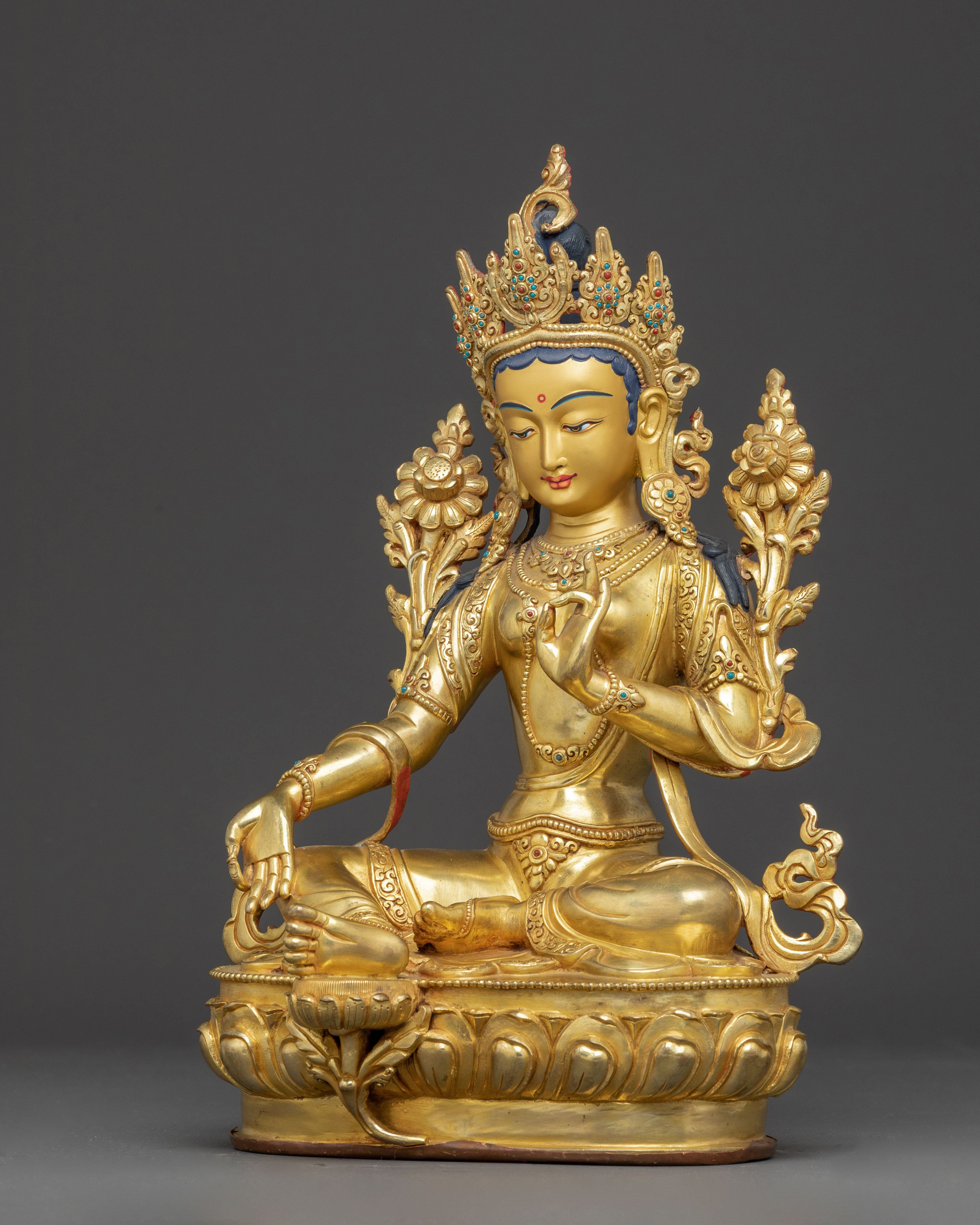 Golden Statue of Mother Green Tara | Himlayan Handmade Sculpture