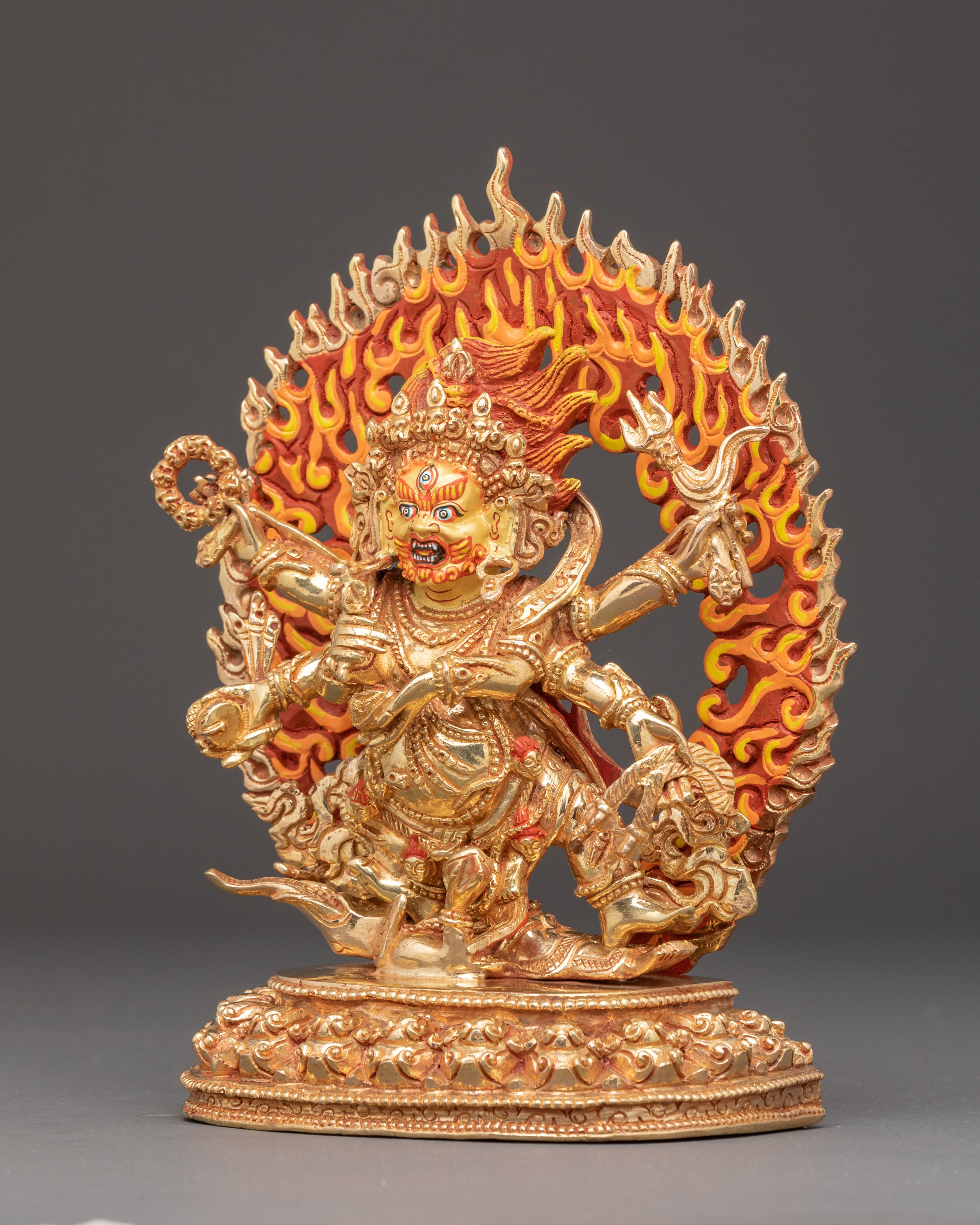 Statue of Protector Six Armed Mahakala | Shadbhuja Mahakala Sculpture