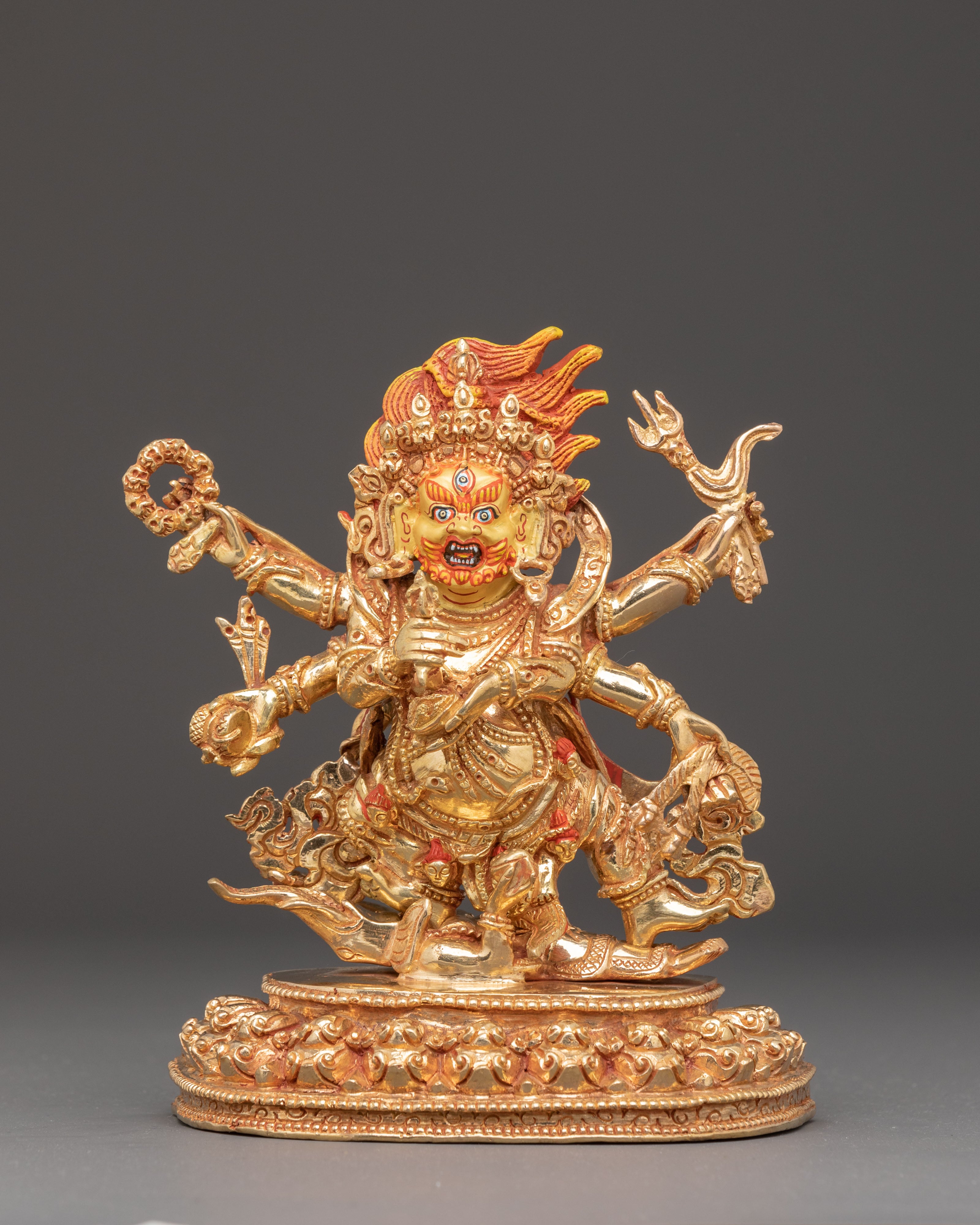 Statue of Protector Six Armed Mahakala | Shadbhuja Mahakala Sculpture