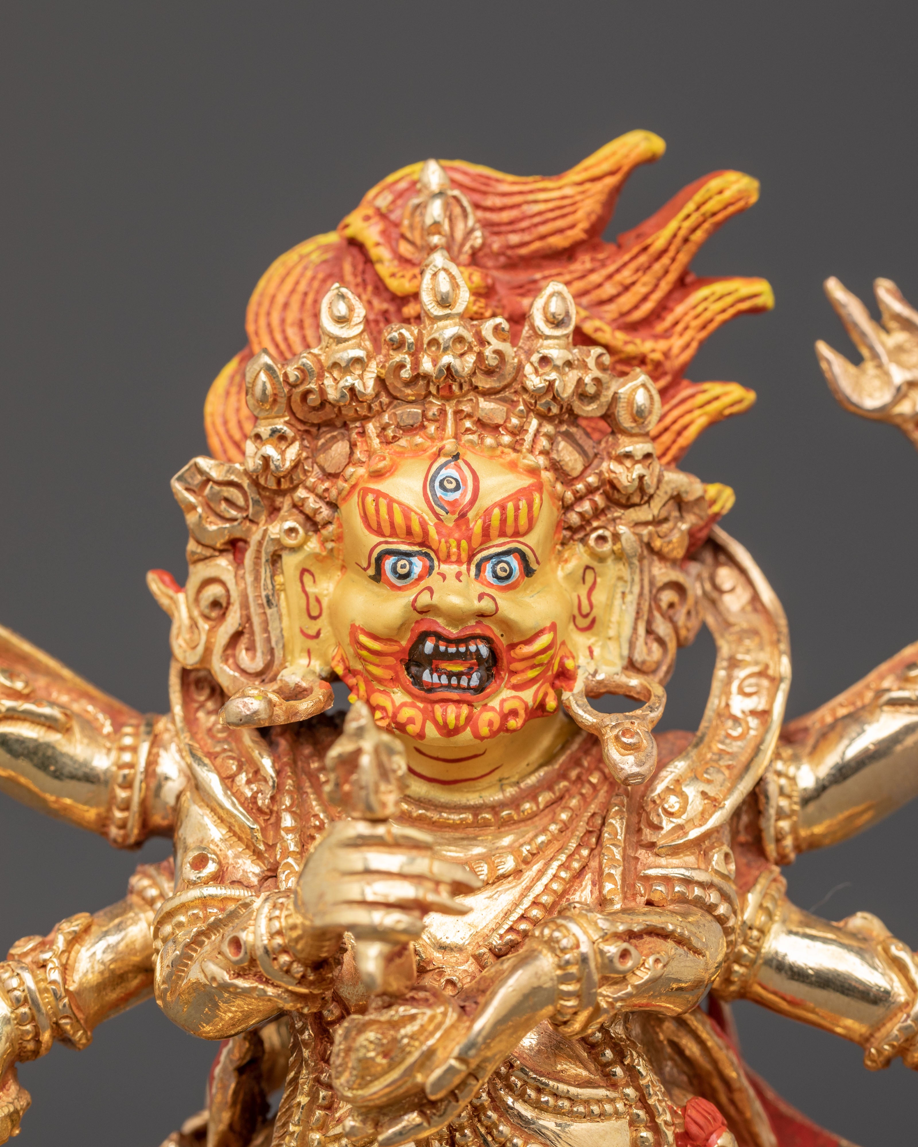 Statue of Protector Six Armed Mahakala | Shadbhuja Mahakala Sculpture