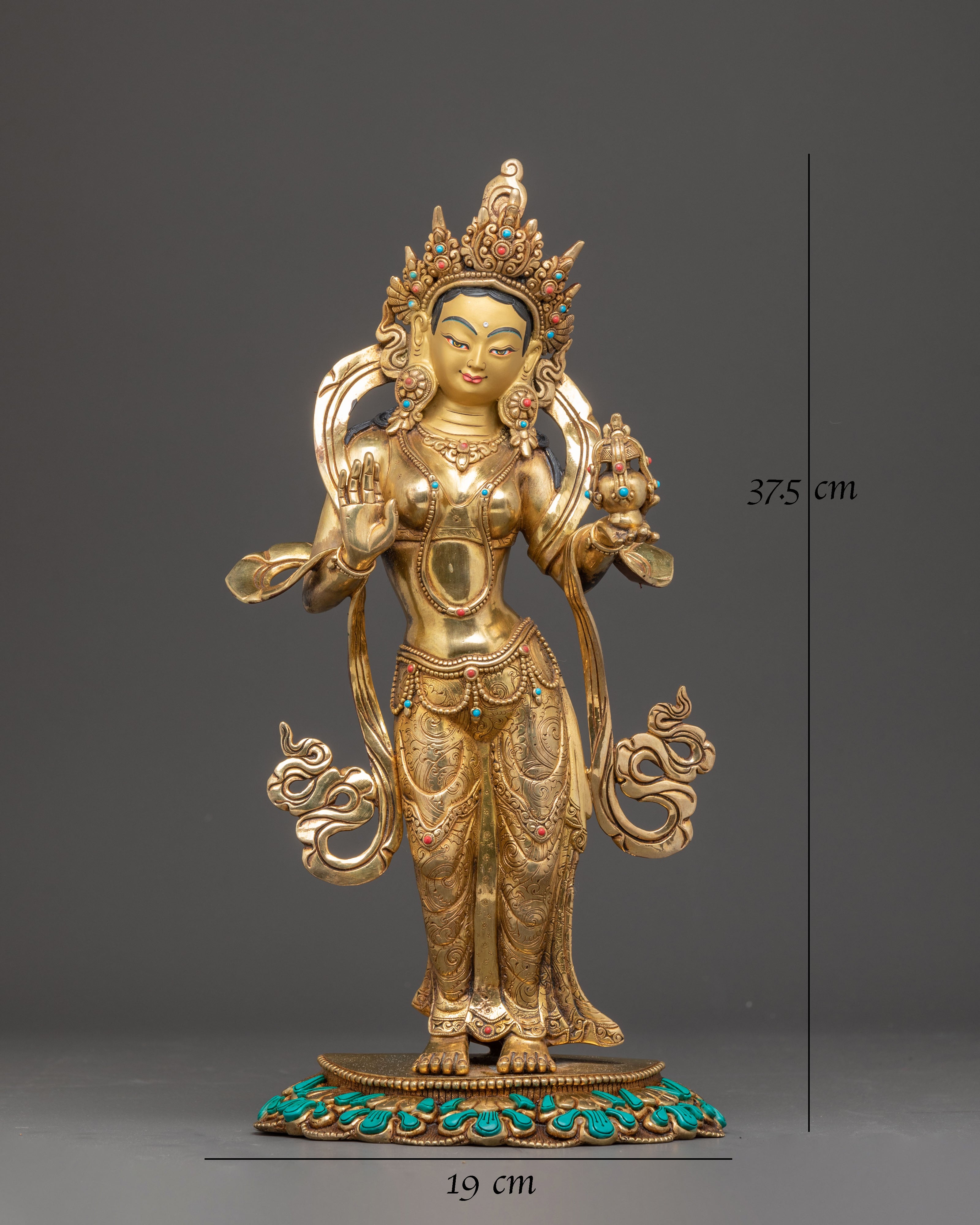 Statue of Guru Rinpoche with Yeshe Tshogyal and Mandharva