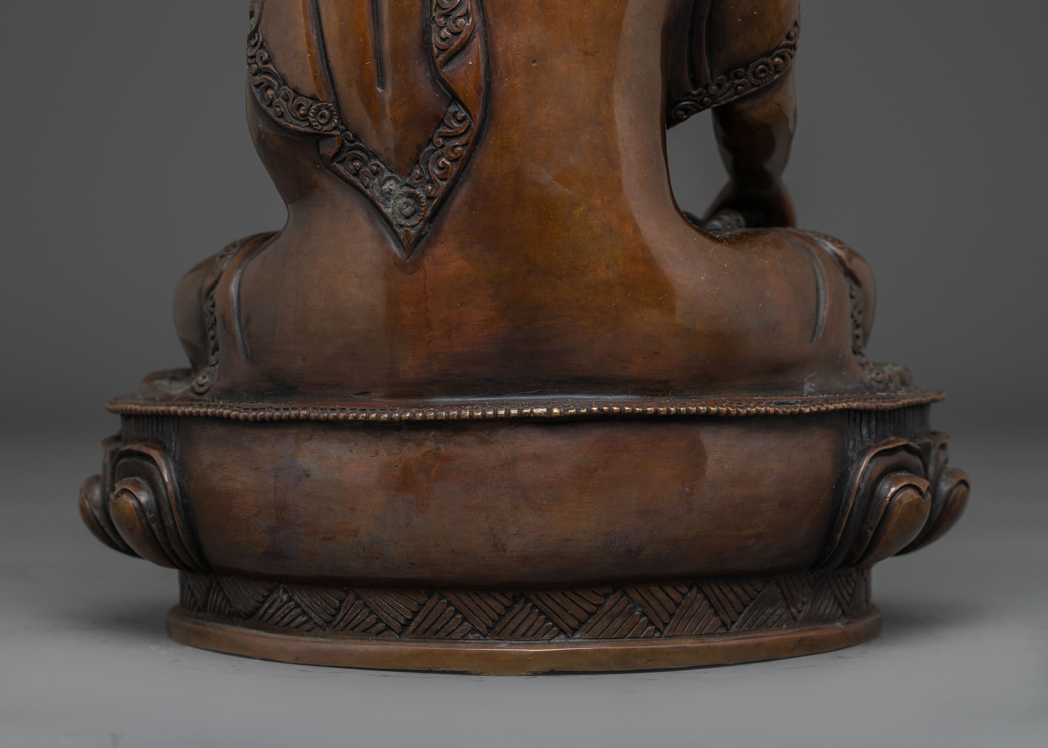 Oxidized Copper Statue of Buddha Shakyamuni