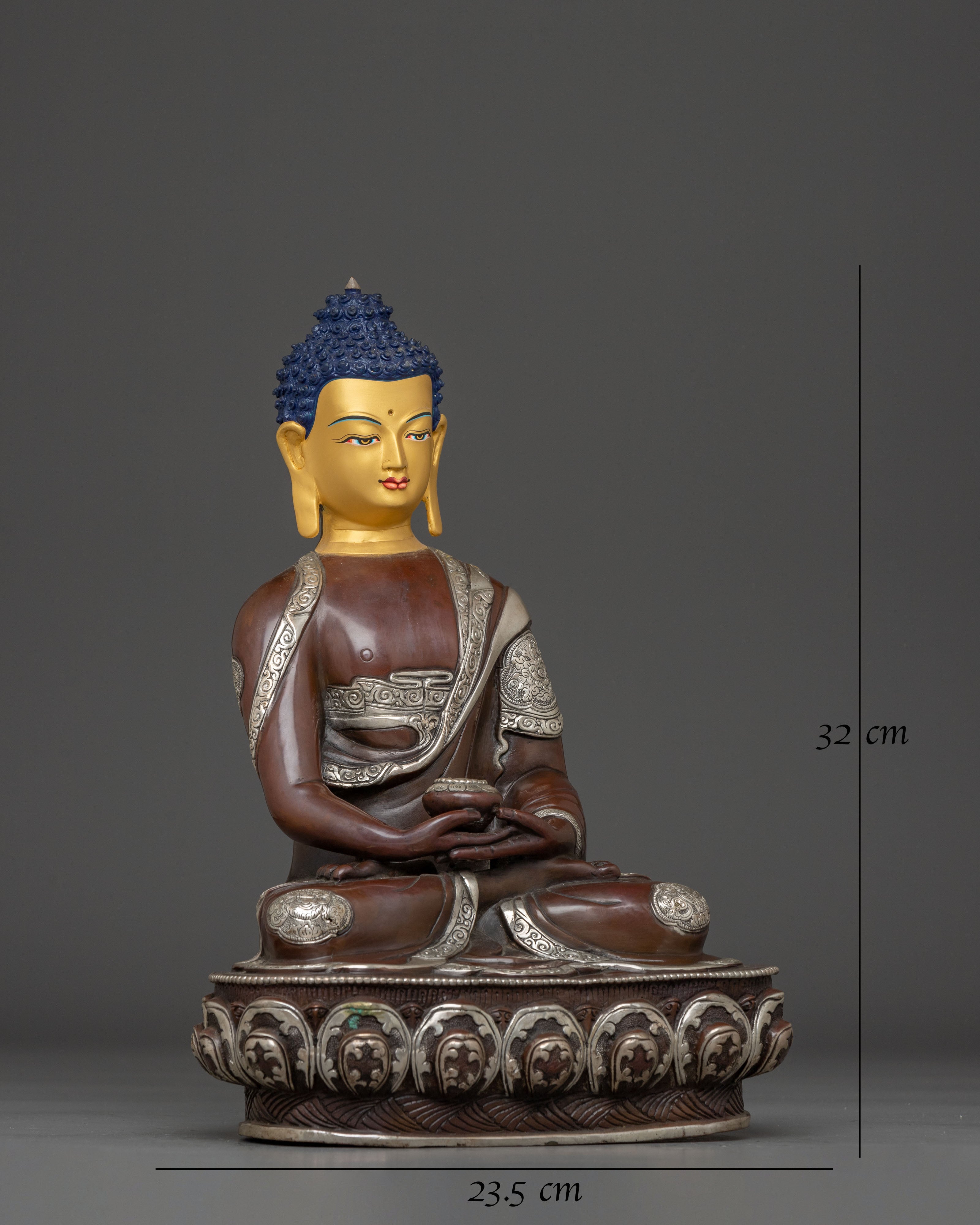 Oxidized Copper Statue of Amitabha Buddha