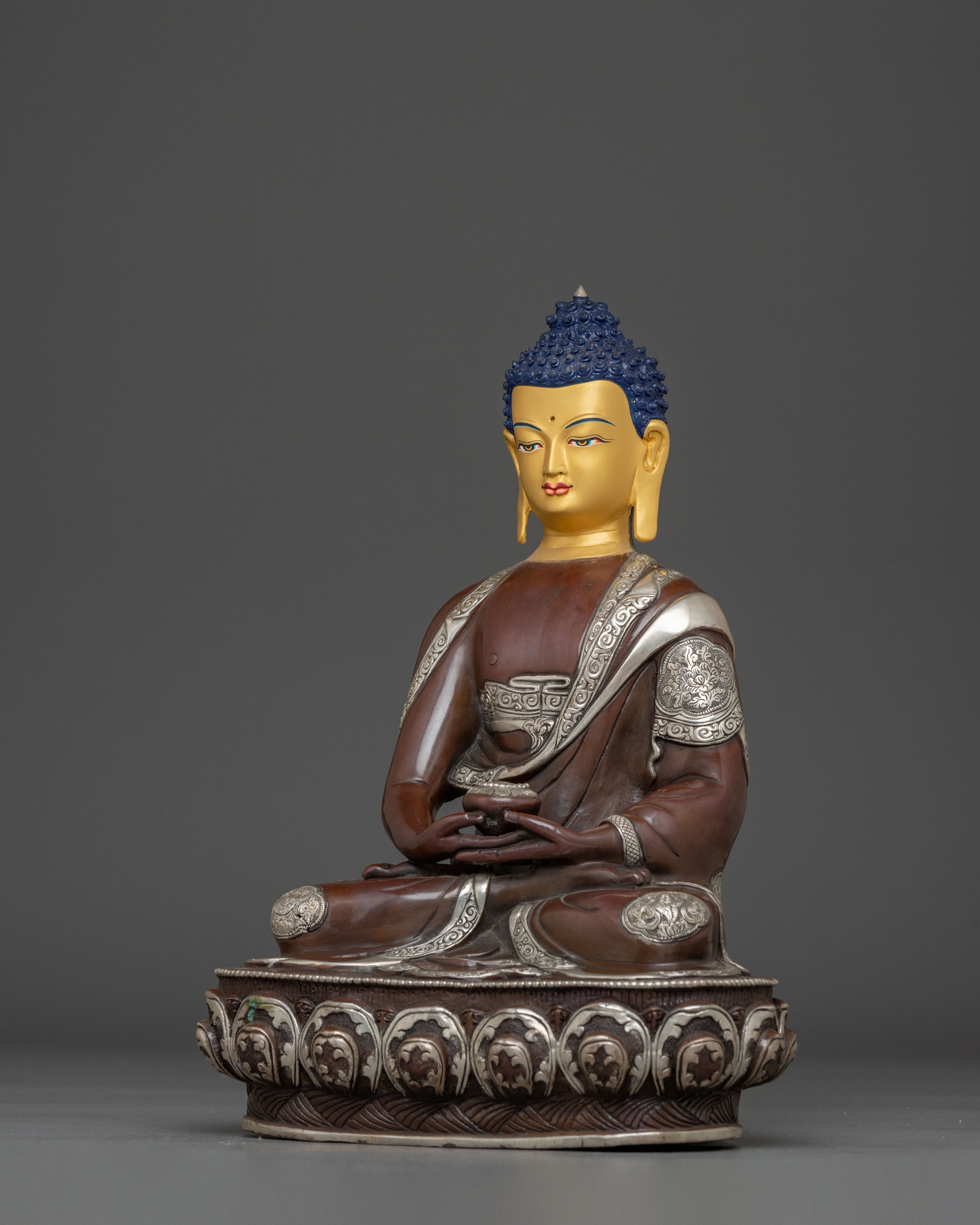 Oxidized Copper Statue of Amitabha Buddha