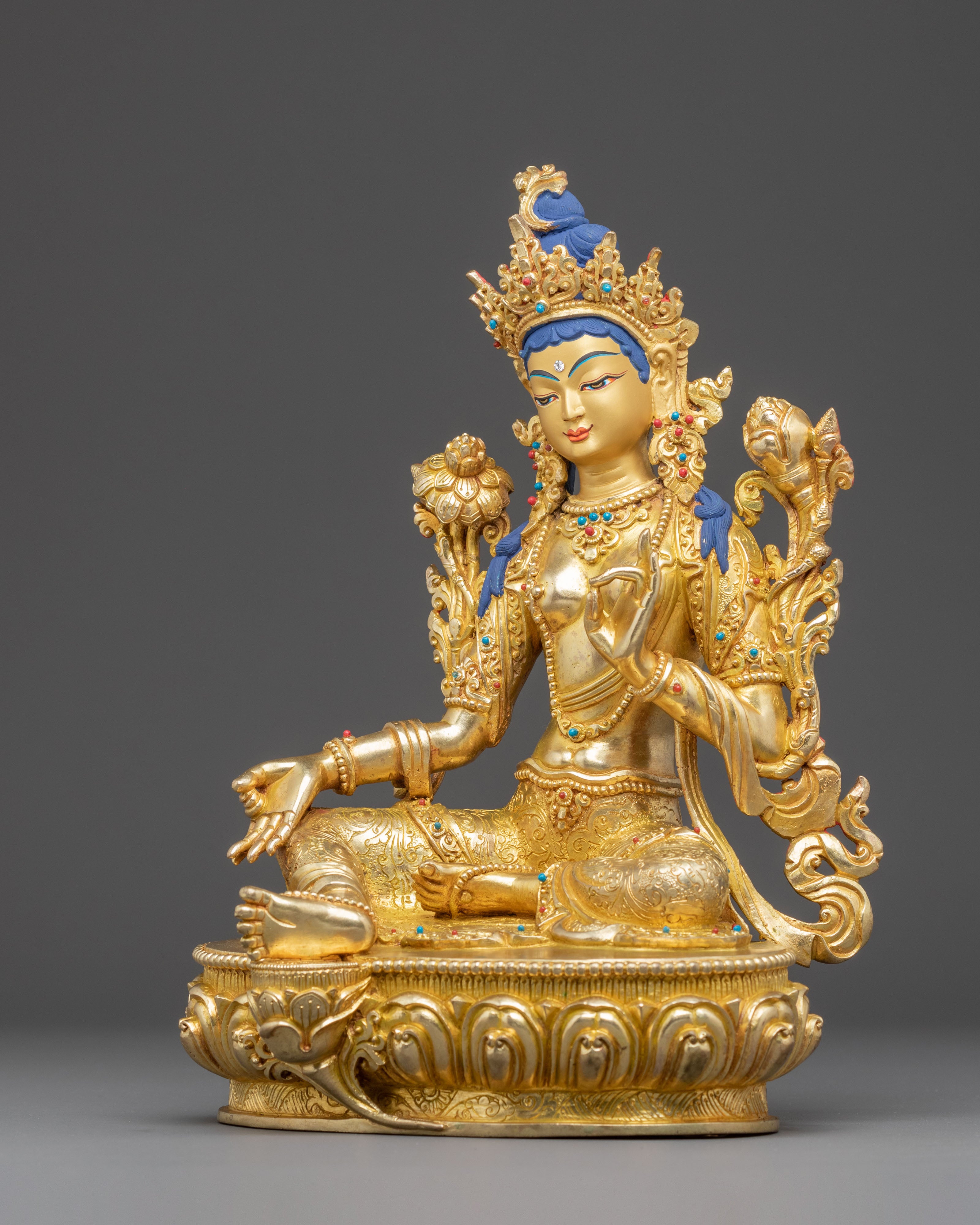 Green Tara Statue : Compassion and Active Protection