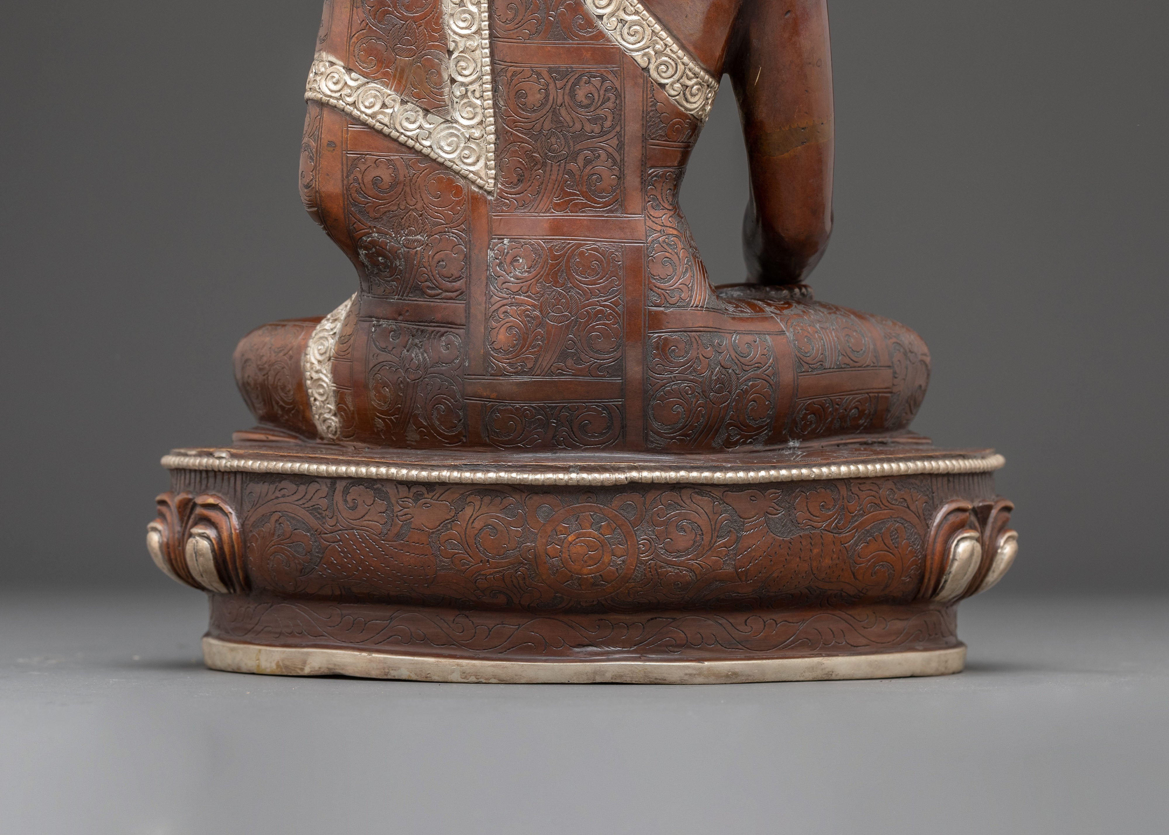Handmade Oxidized Copper Statue of Shakyamuni Buddha