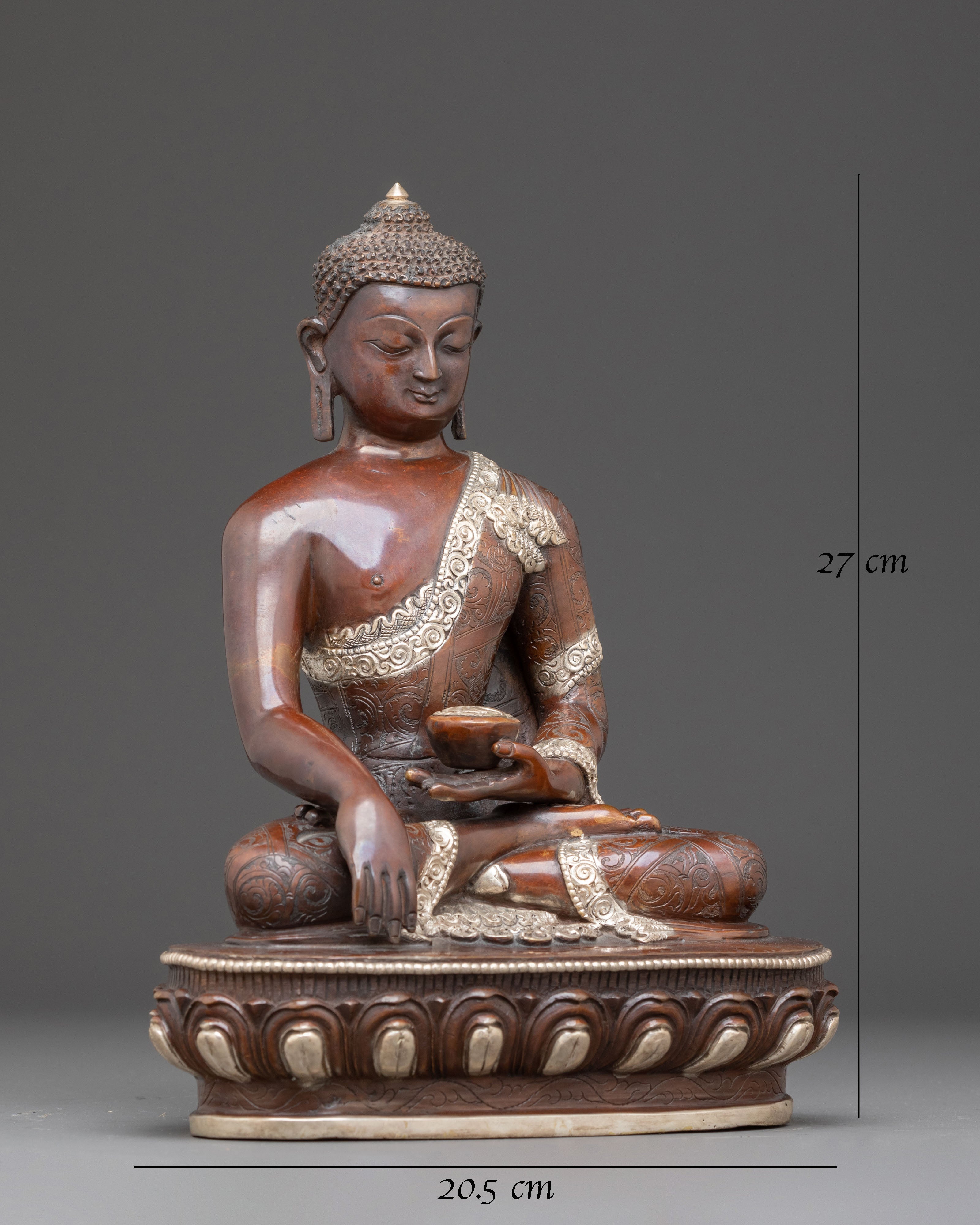 Handmade Oxidized Copper Statue of Shakyamuni Buddha