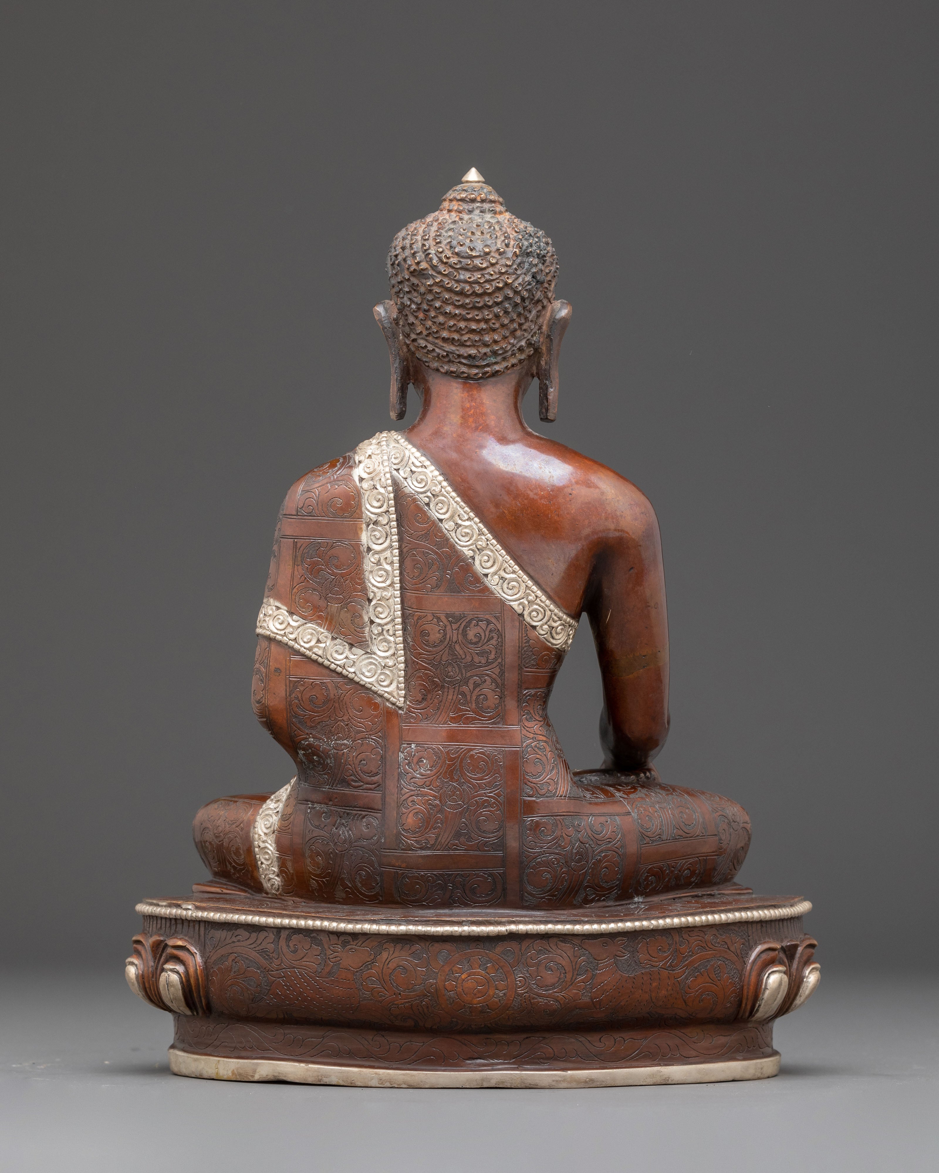 Handmade Oxidized Copper Statue of Shakyamuni Buddha