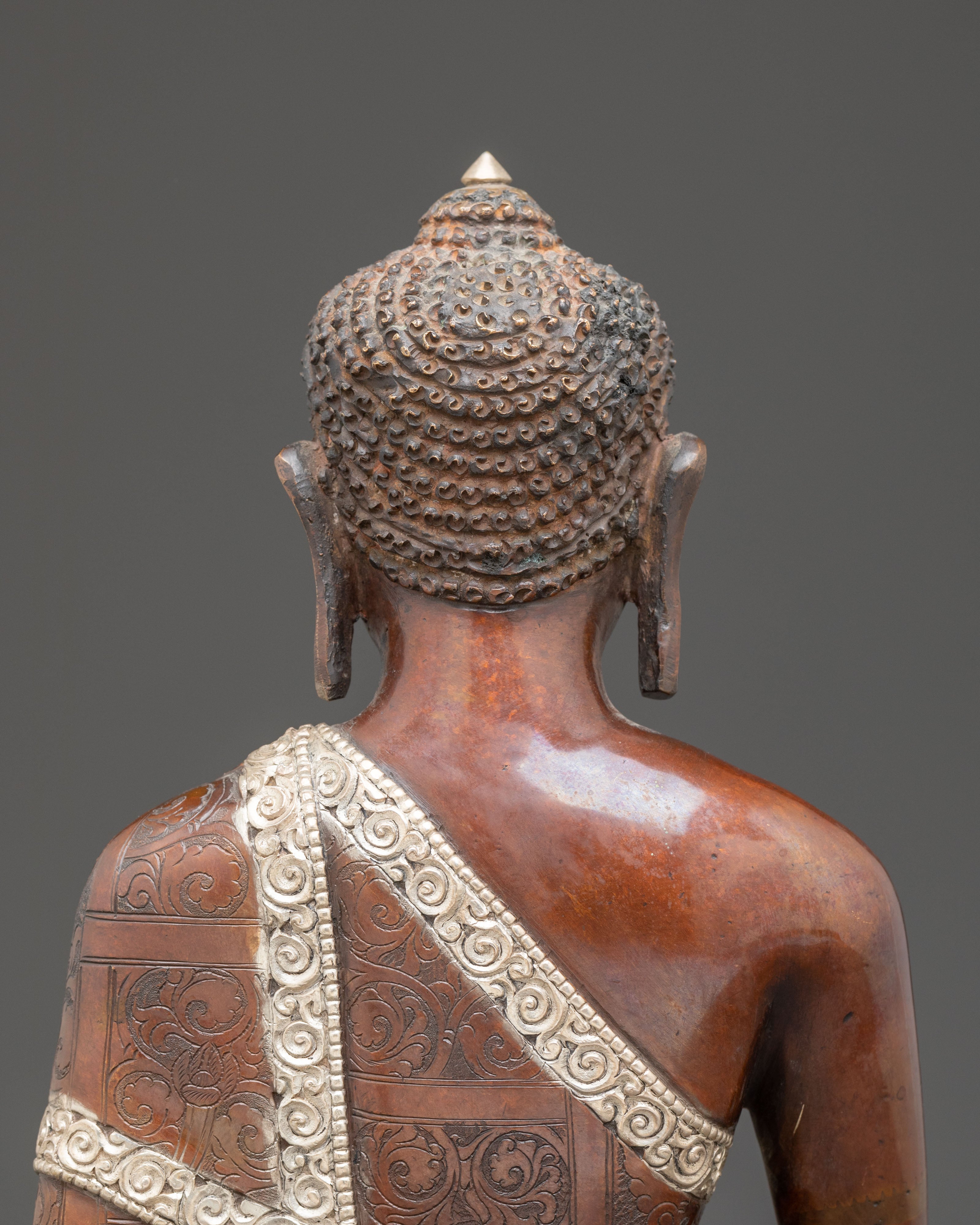 Handmade Oxidized Copper Statue of Shakyamuni Buddha