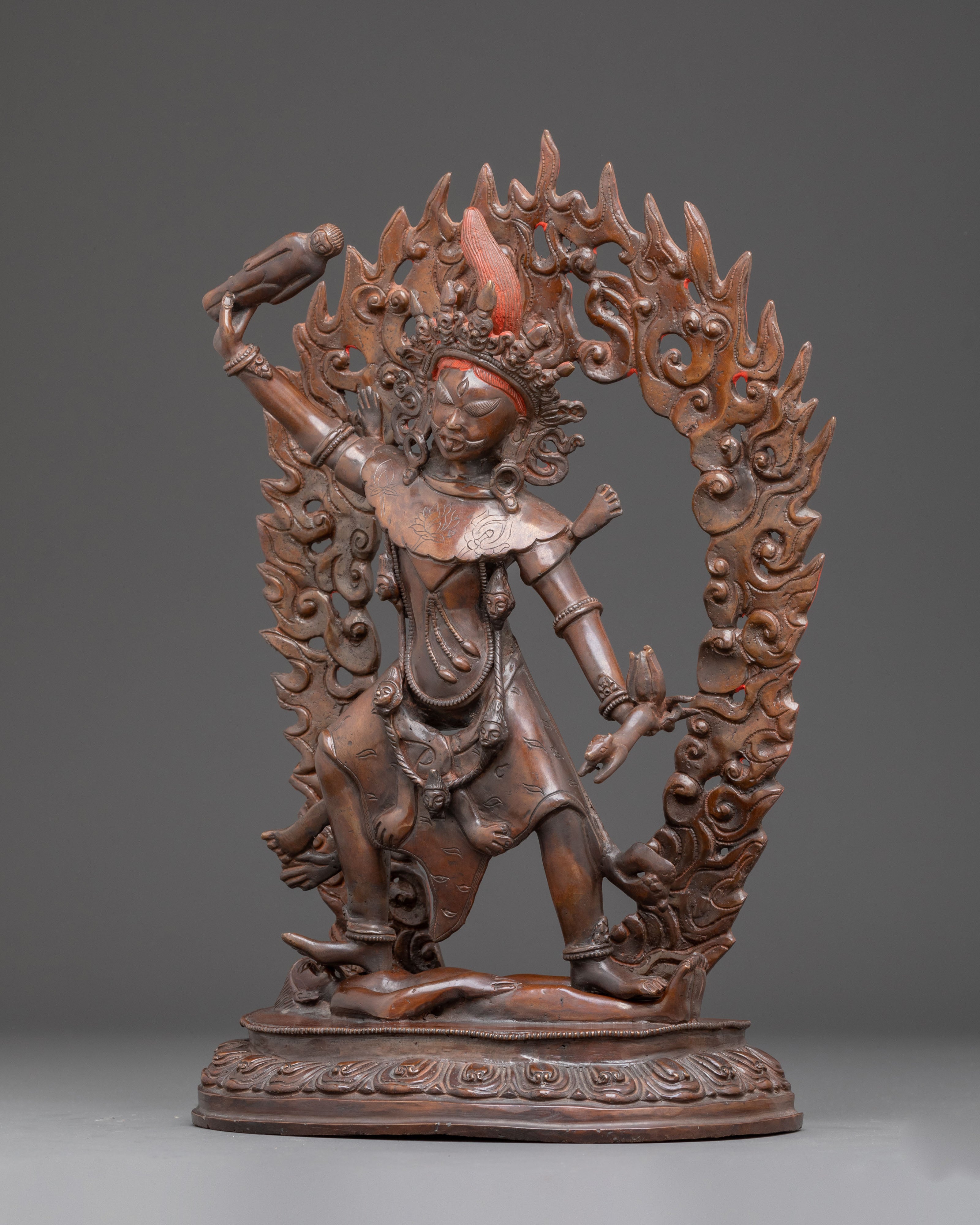 Wrathful Ekajati Figurine - Tibetan Protector Deity Statue