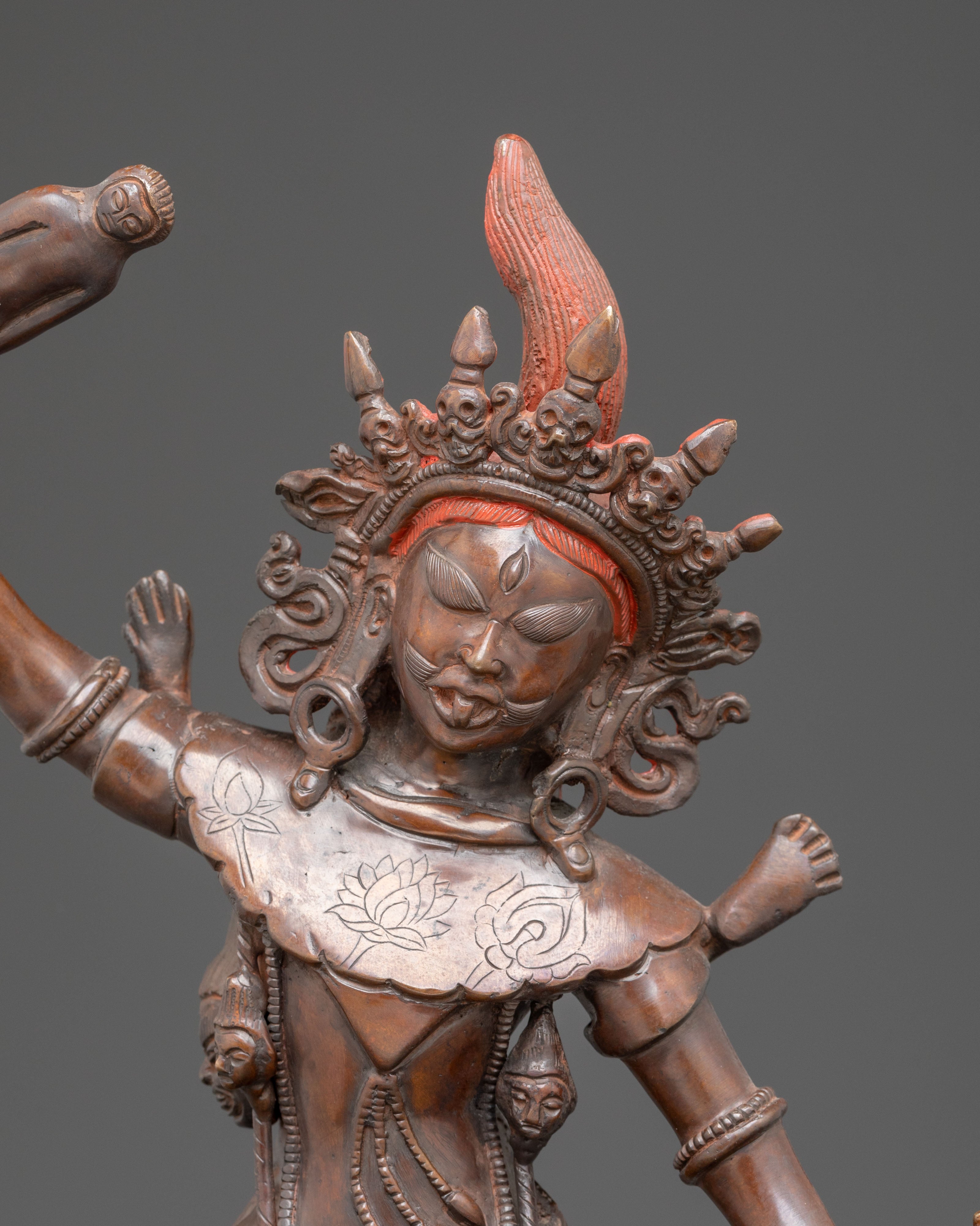 Wrathful Ekajati Figurine - Tibetan Protector Deity Statue