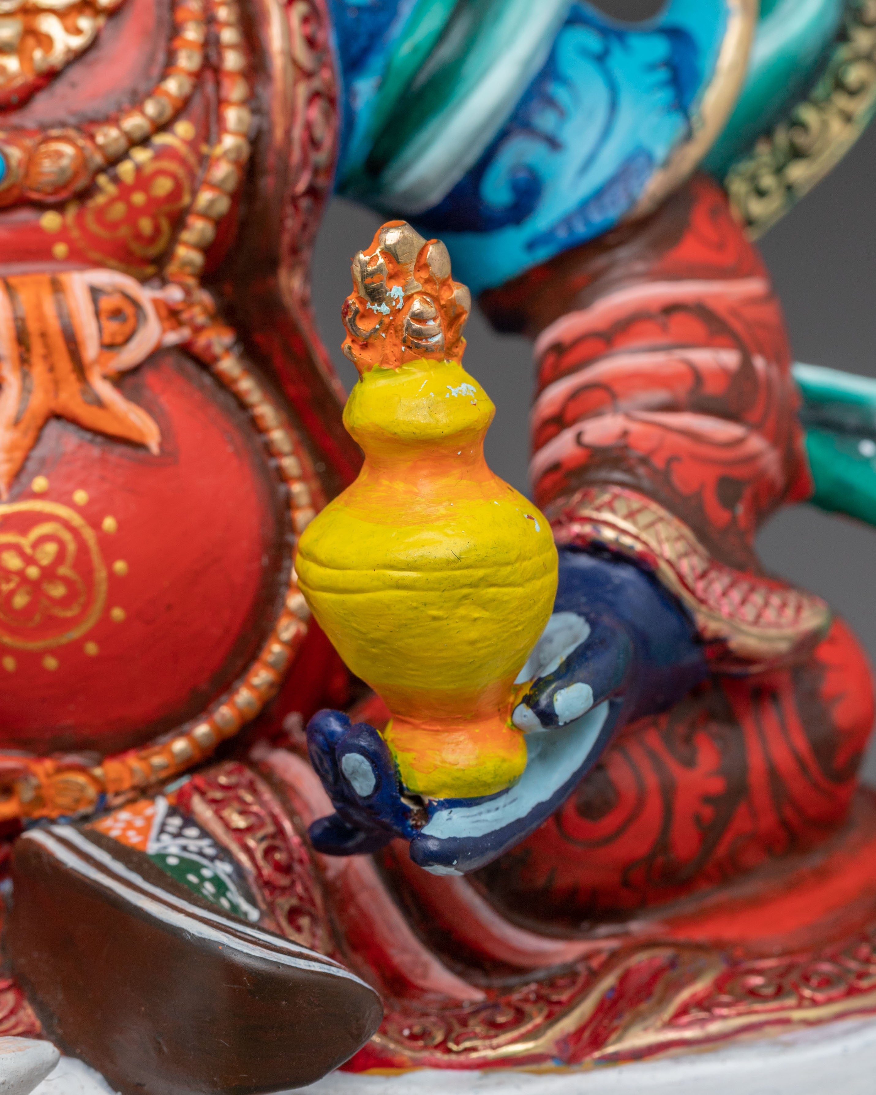 Shanglon Dorje Dudul Statue – Gold Colored Copper | Tibetan Buddhist Sculpture