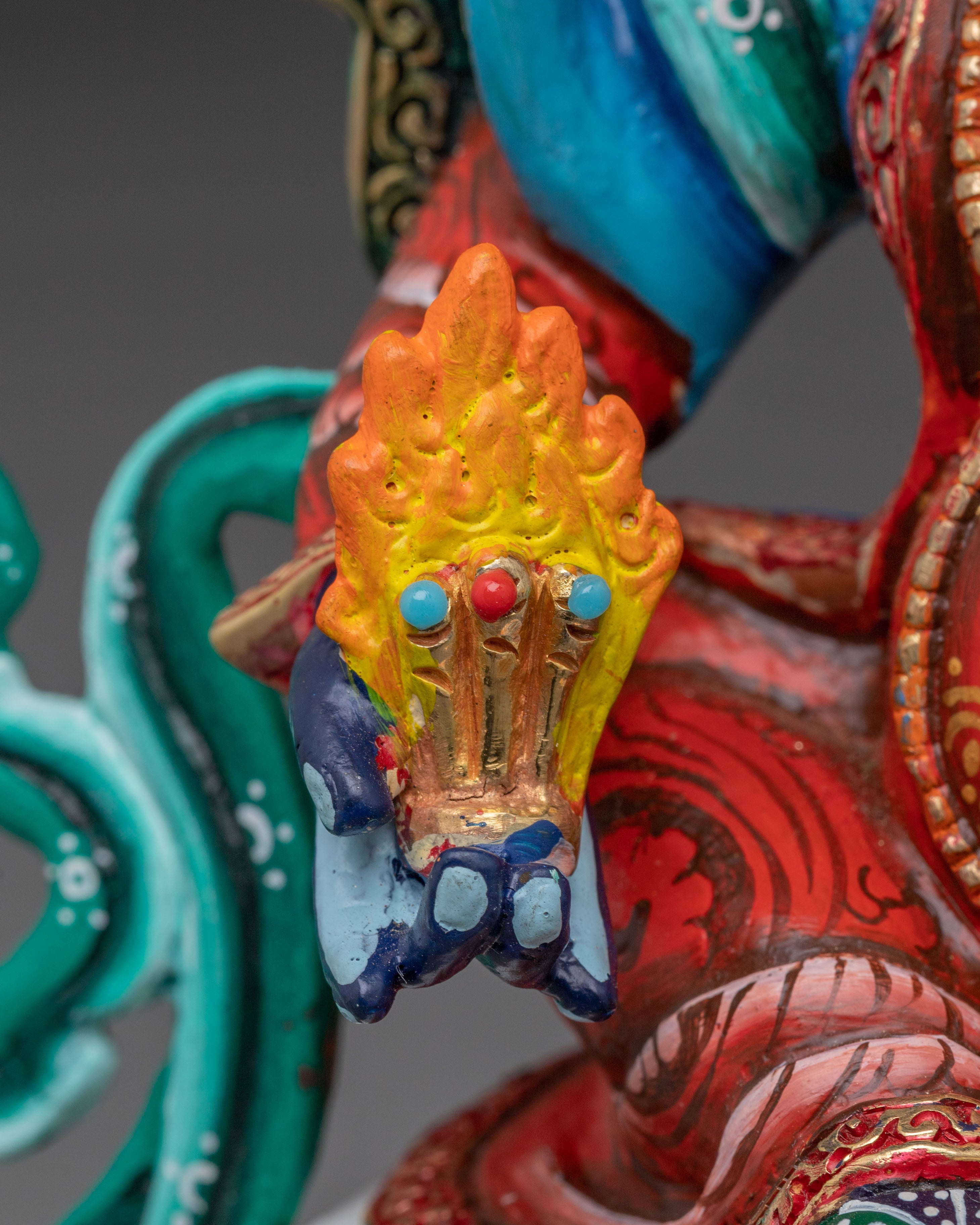 Shanglon Dorje Dudul Statue – Gold Colored Copper | Tibetan Buddhist Sculpture