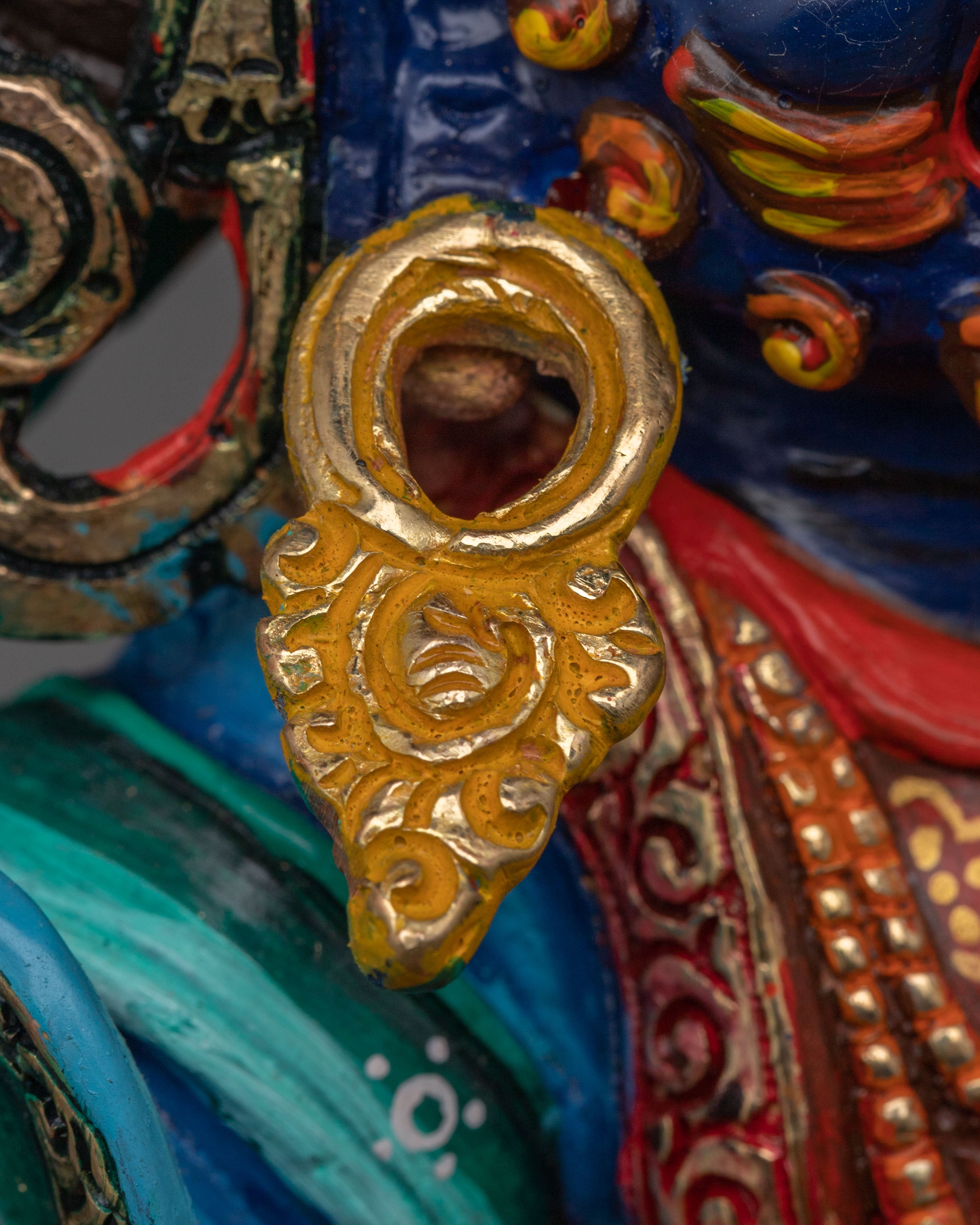 Shanglon Dorje Dudul Statue – Gold Colored Copper | Tibetan Buddhist Sculpture