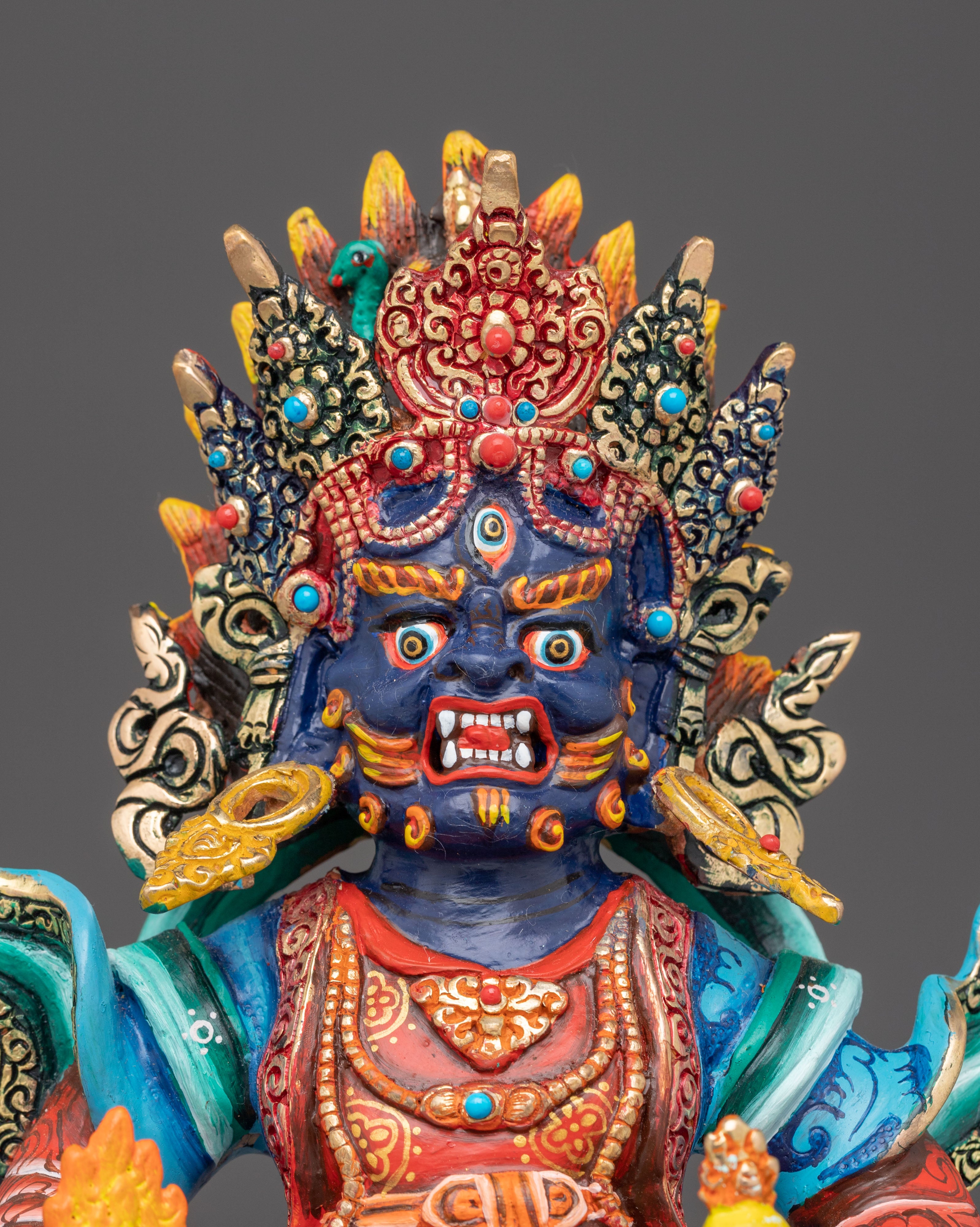 Shanglon Dorje Dudul Statue – Gold Colored Copper | Tibetan Buddhist Sculpture