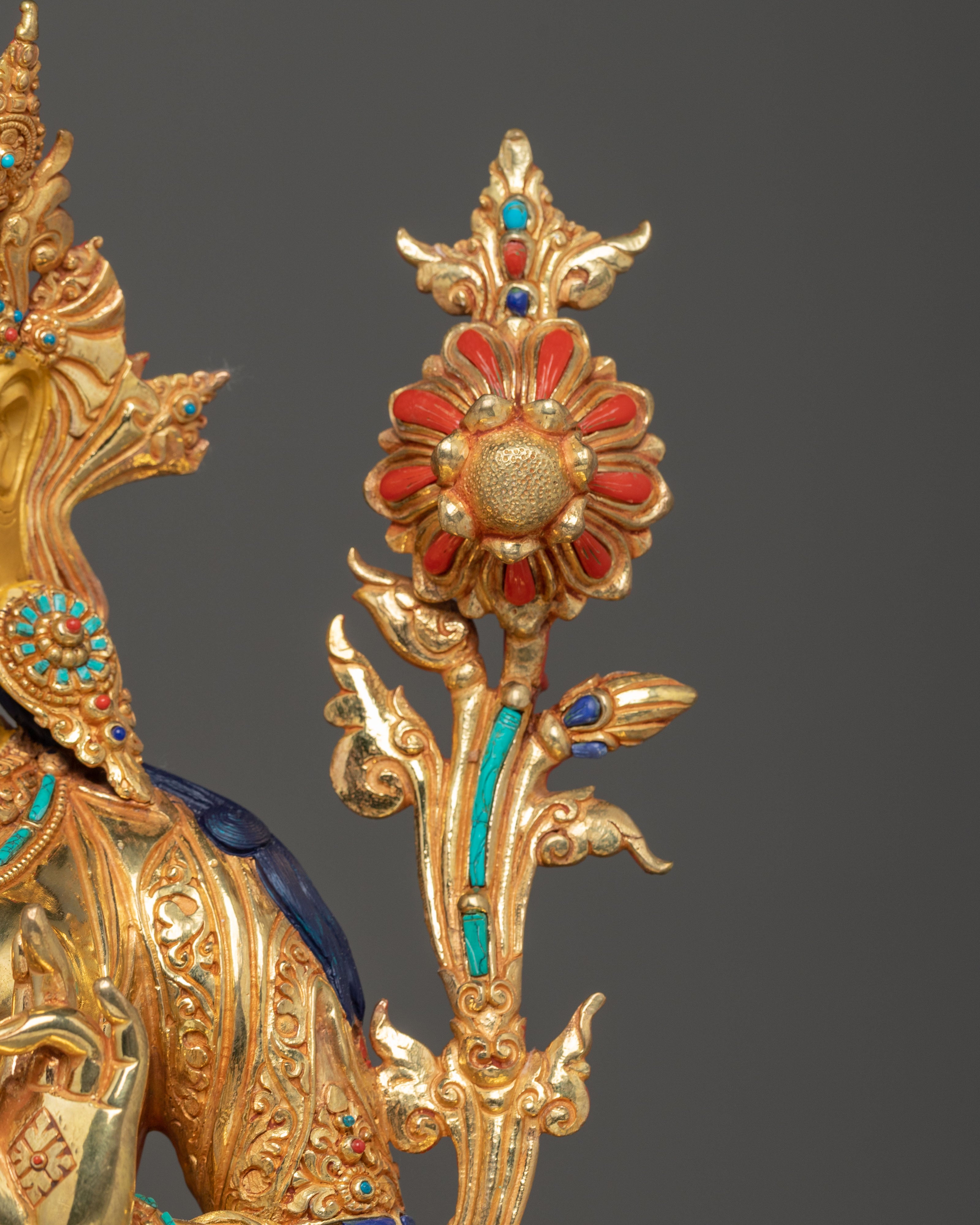 Enlightened Green Tara: Himalayan Nepali Statue