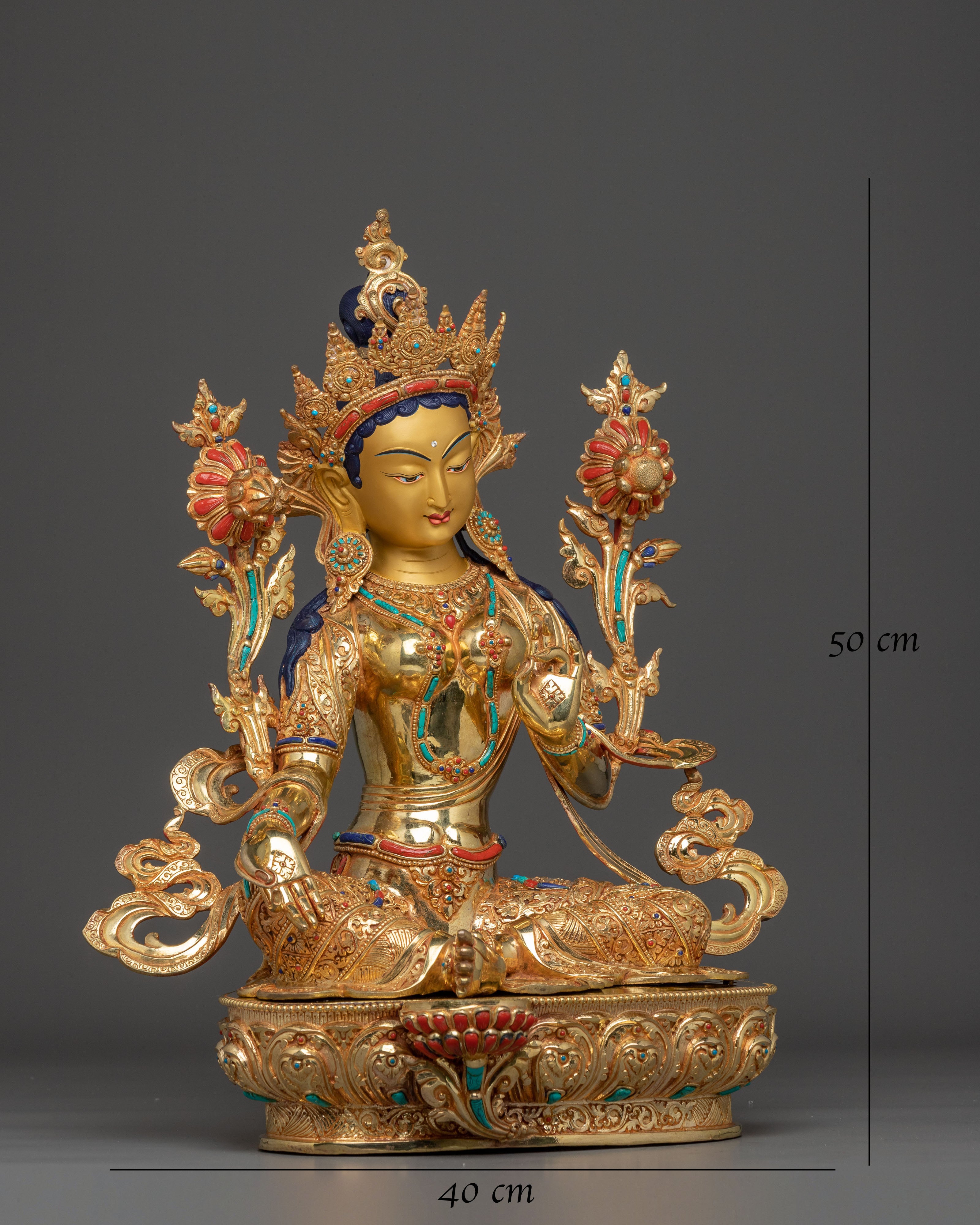 Enlightened Green Tara: Himalayan Nepali Statue