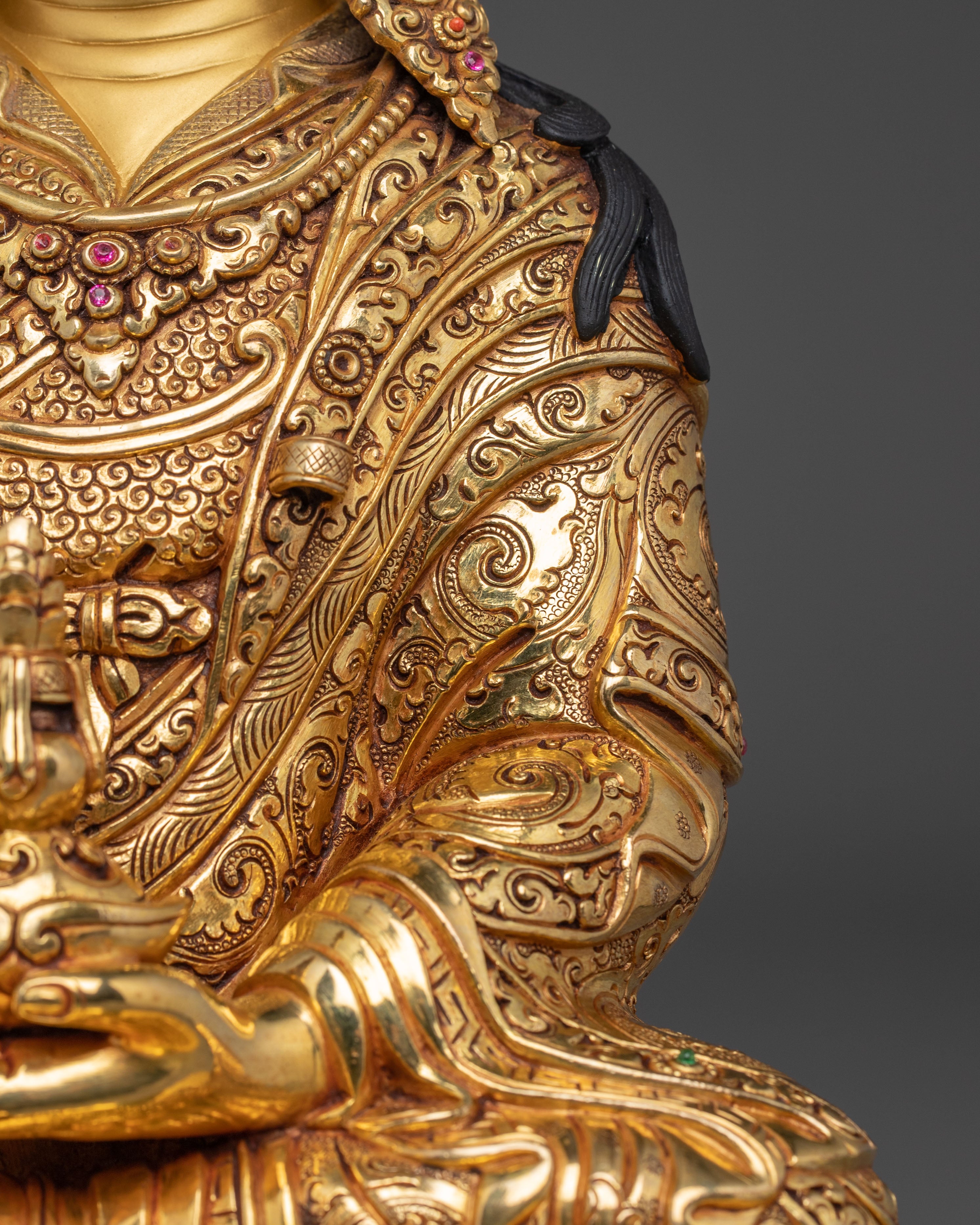 Guru Rinpoche Sculpture in 24K Gold - A Symbol of Wisdom & Protection