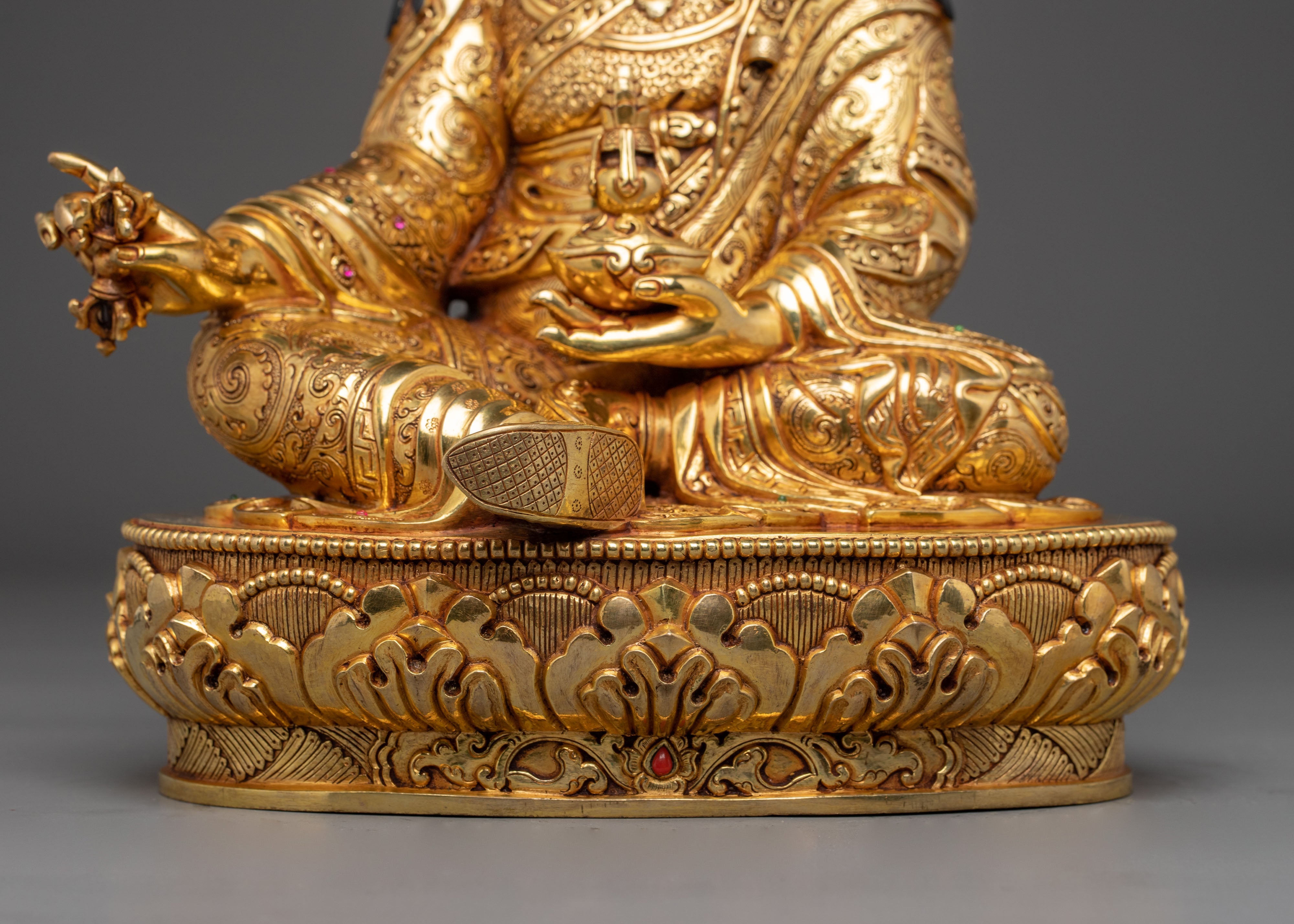 Guru Rinpoche Sculpture in 24K Gold - A Symbol of Wisdom & Protection