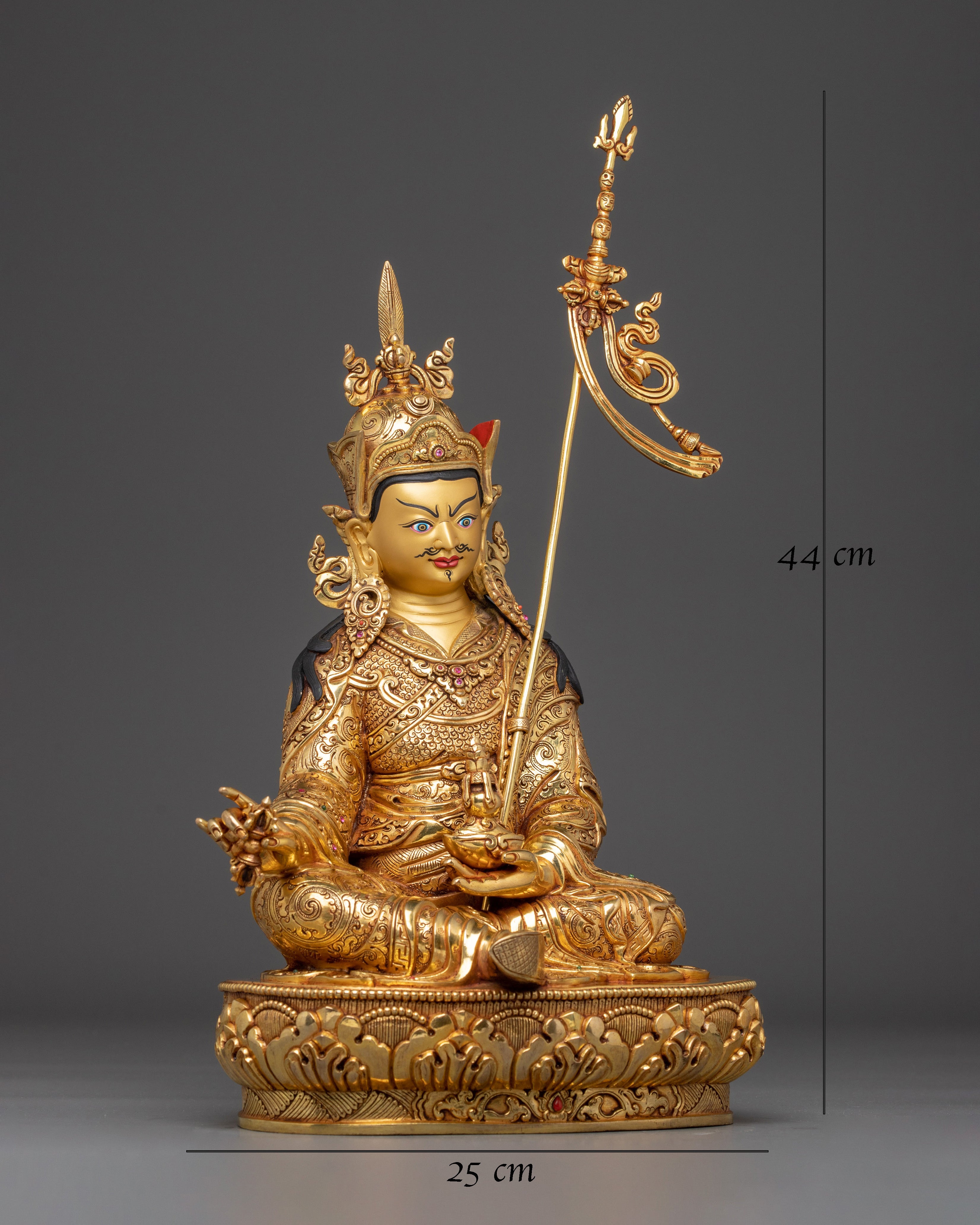 Guru Rinpoche Sculpture in 24K Gold