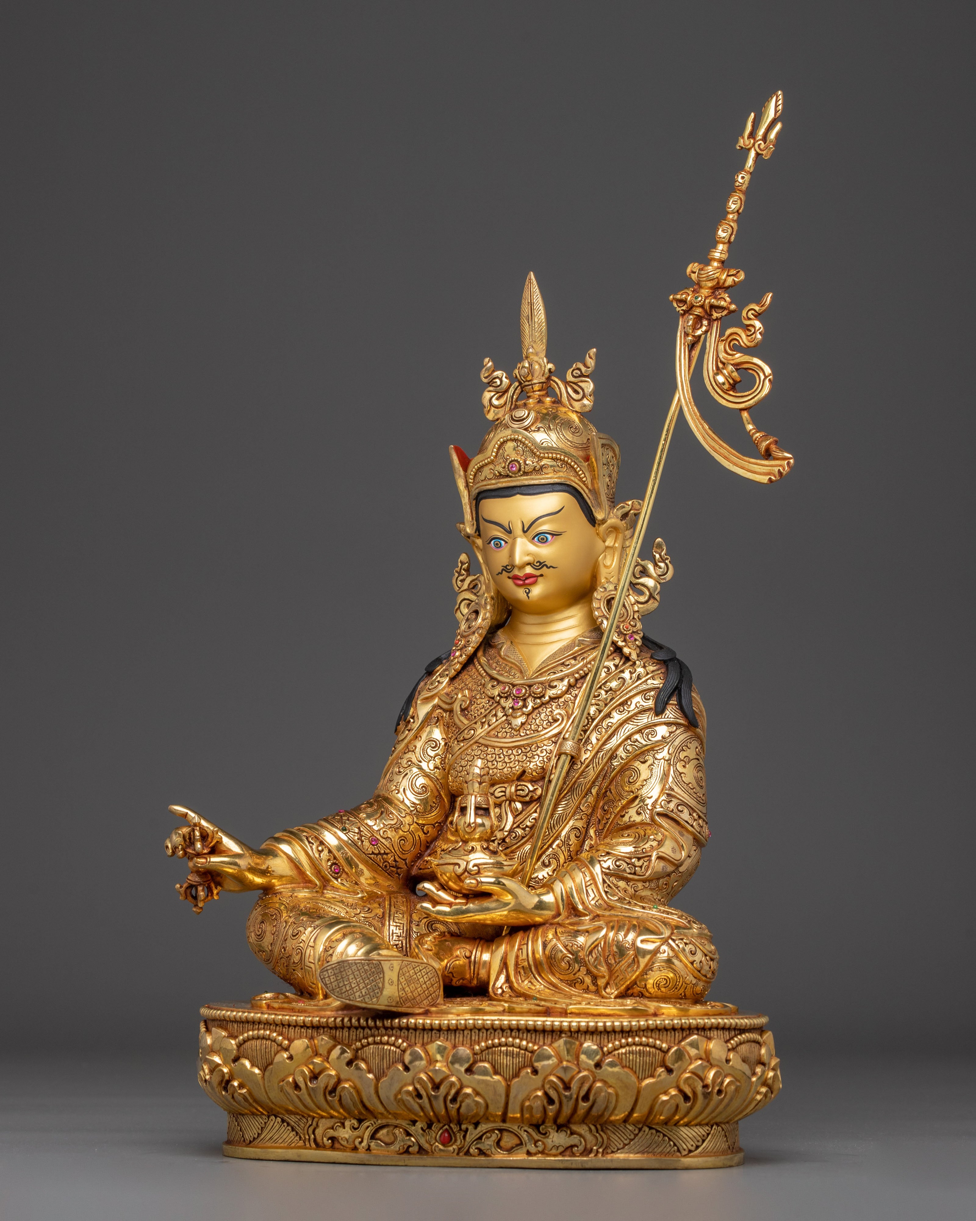 Guru Rinpoche Sculpture in 24K Gold - A Symbol of Wisdom & Protection