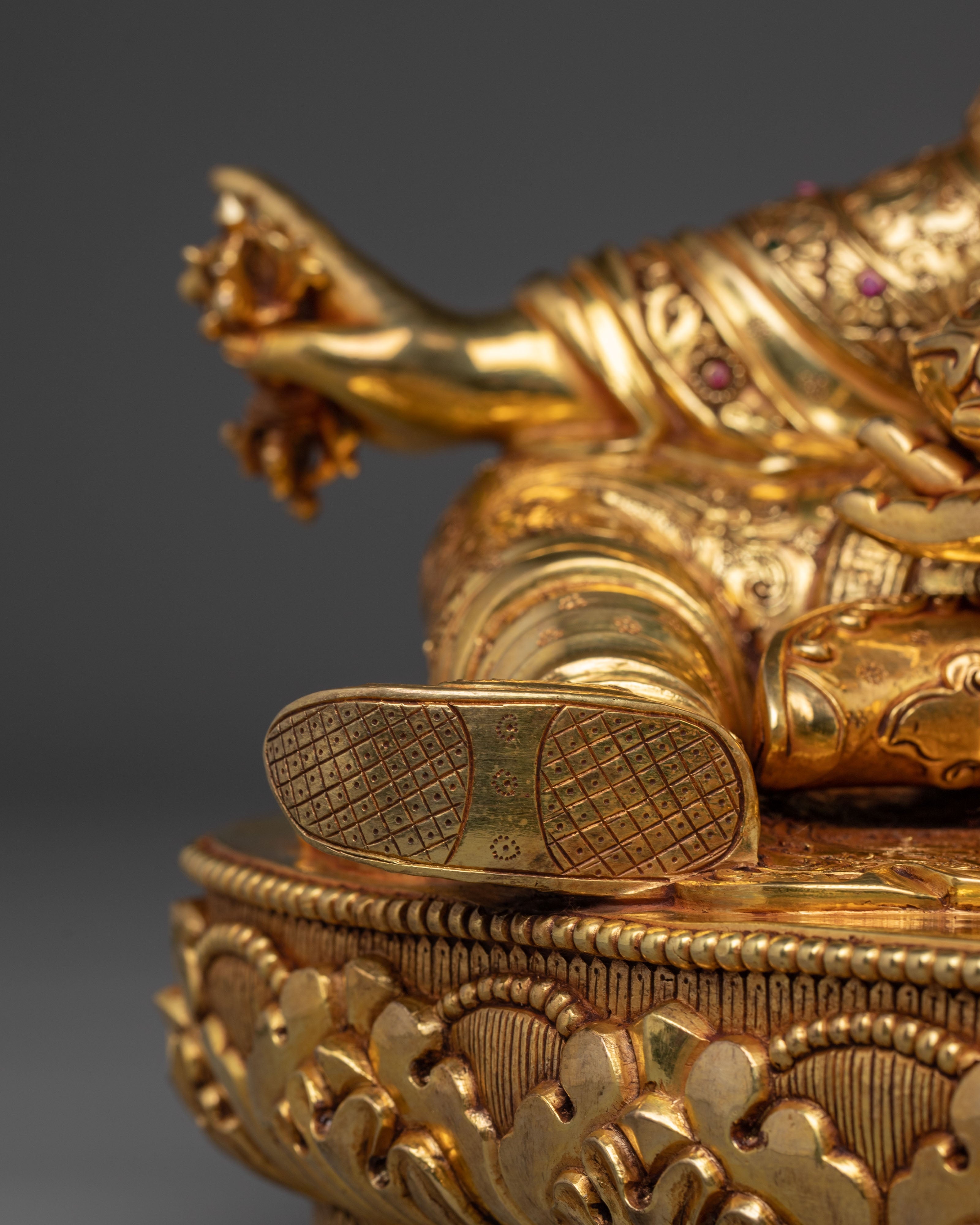 Guru Rinpoche Sculpture in 24K Gold - A Symbol of Wisdom & Protection