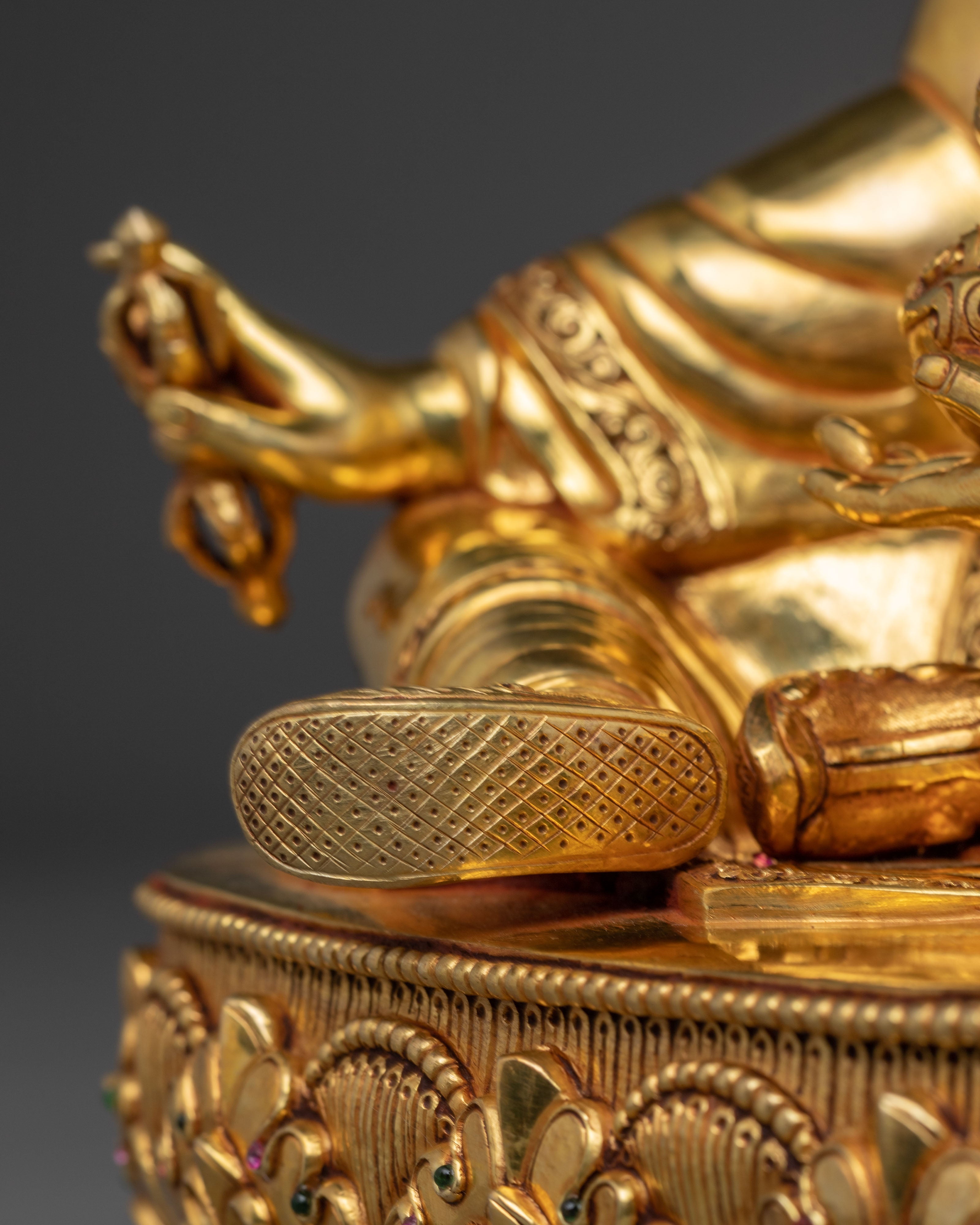 Guru Rinpoche Statue in 24K Gold: Symbol of Wisdom