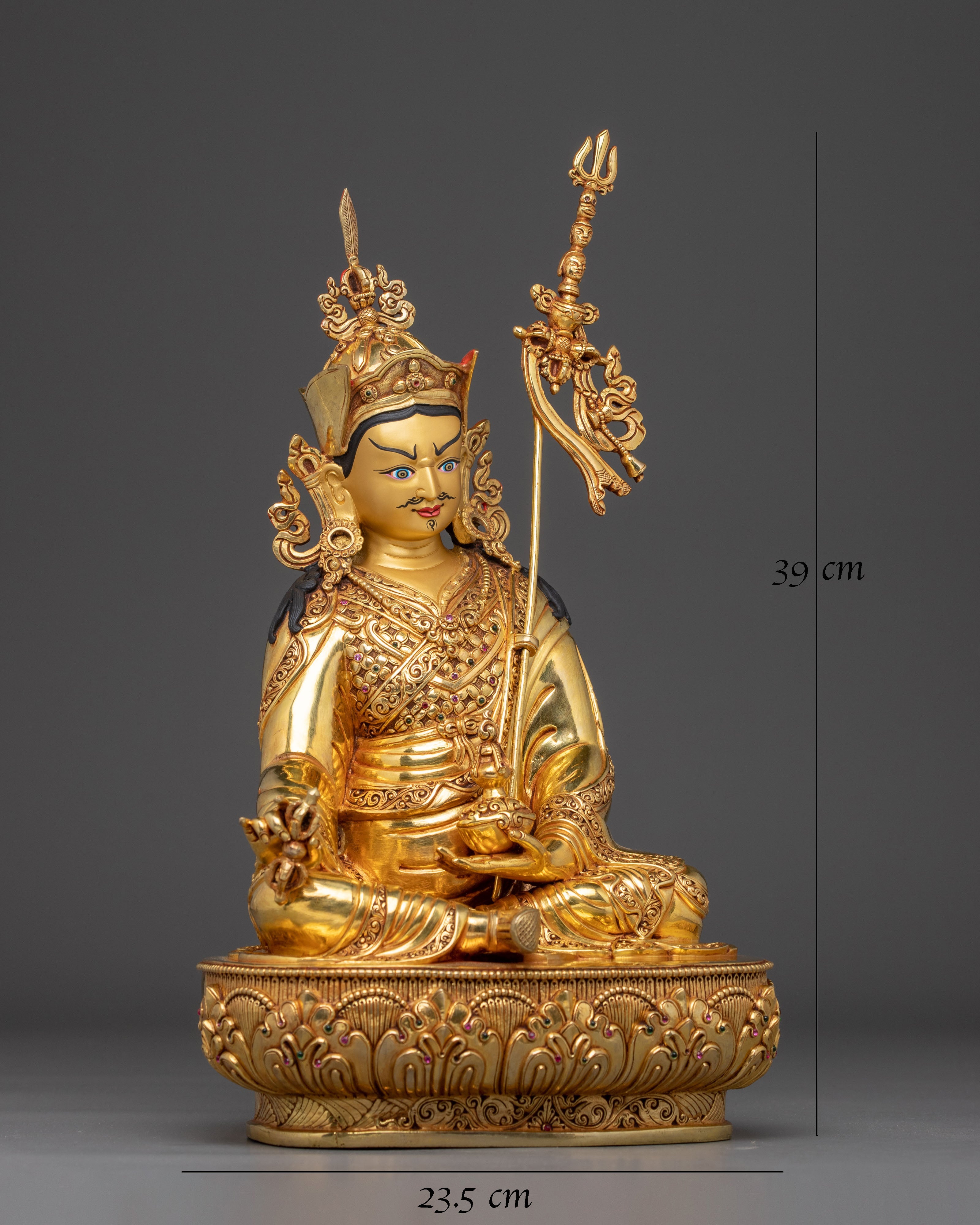 Guru Rinpoche Statue in 24K Gold: Symbol of Wisdom