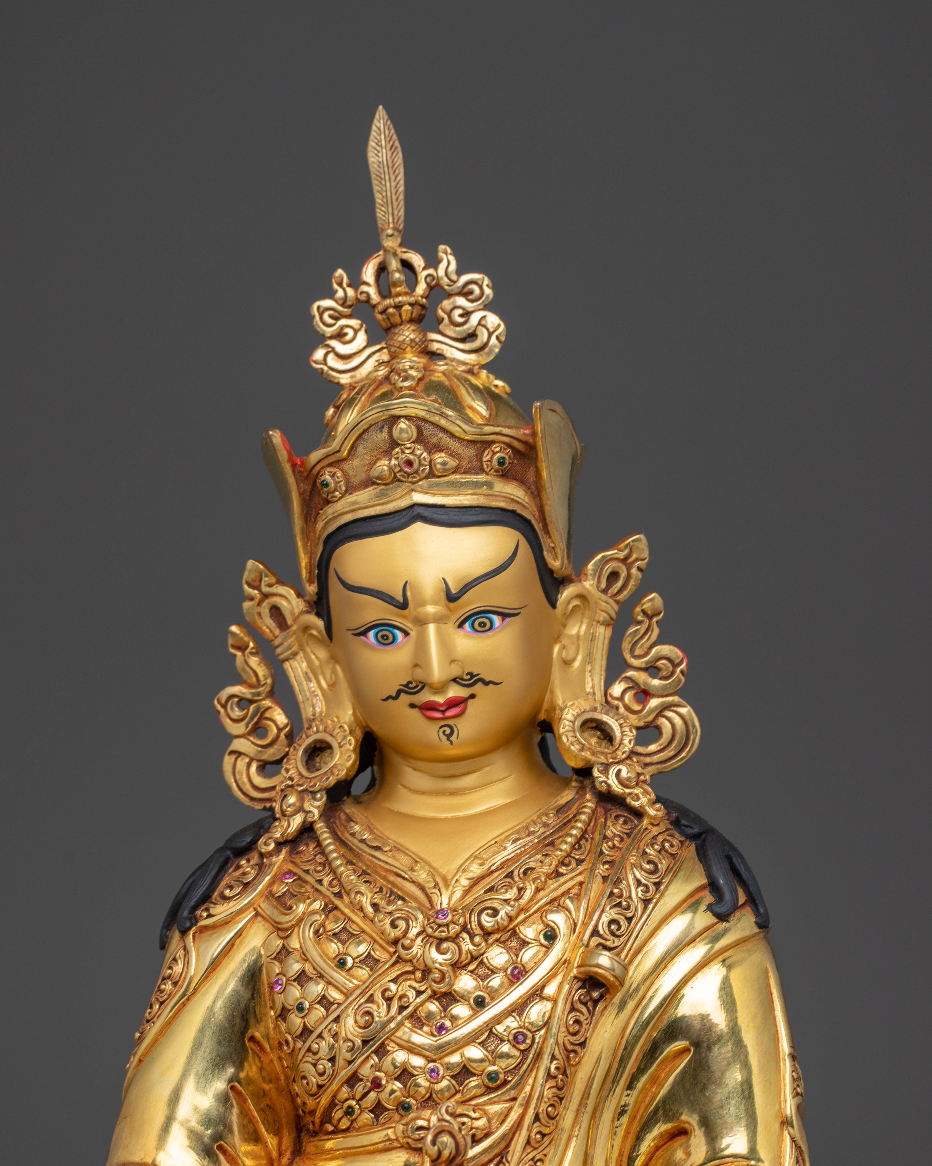 Guru Rinpoche Statue in 24K Gold: Symbol of Wisdom