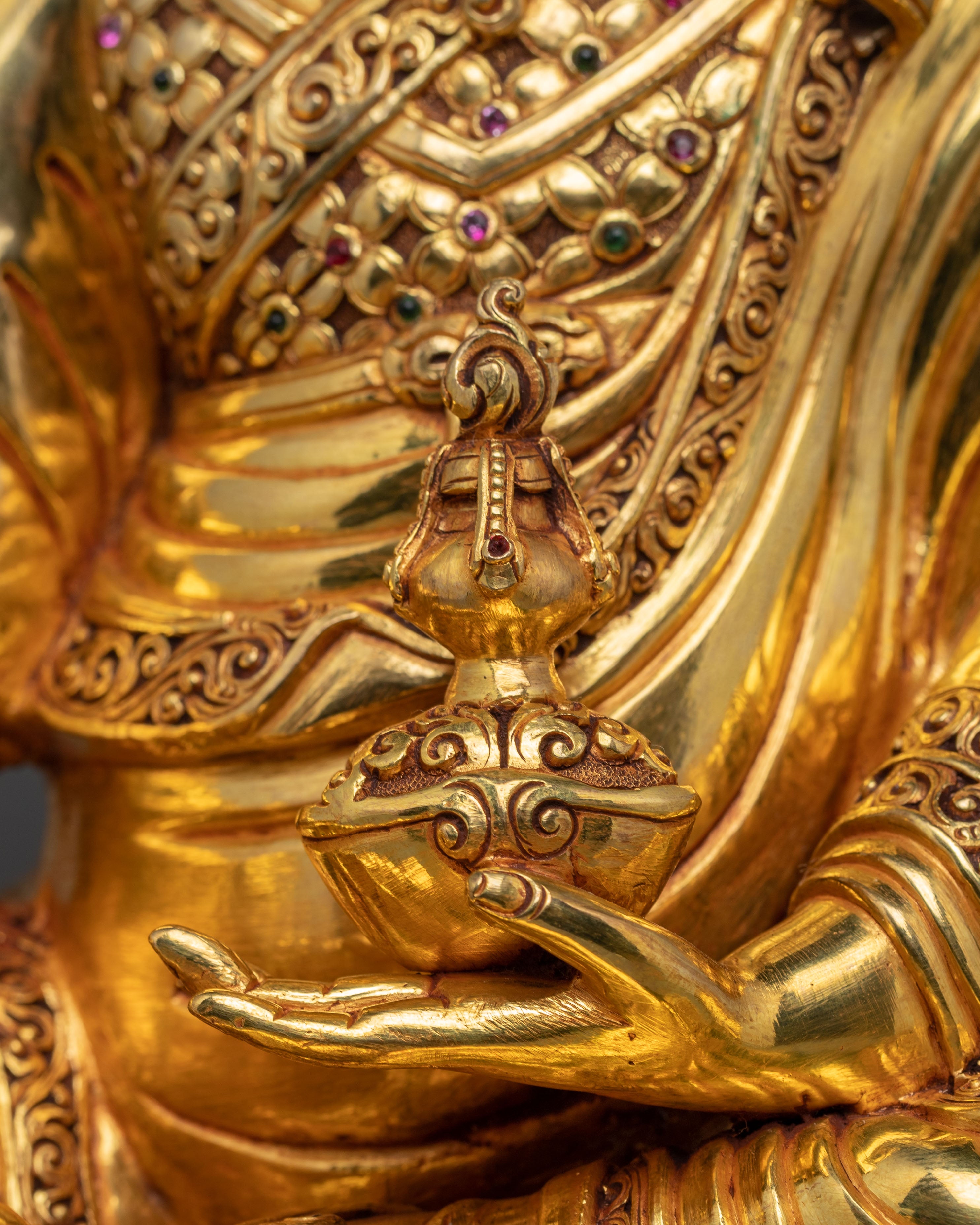 Guru Rinpoche Statue in 24K Gold: Symbol of Wisdom