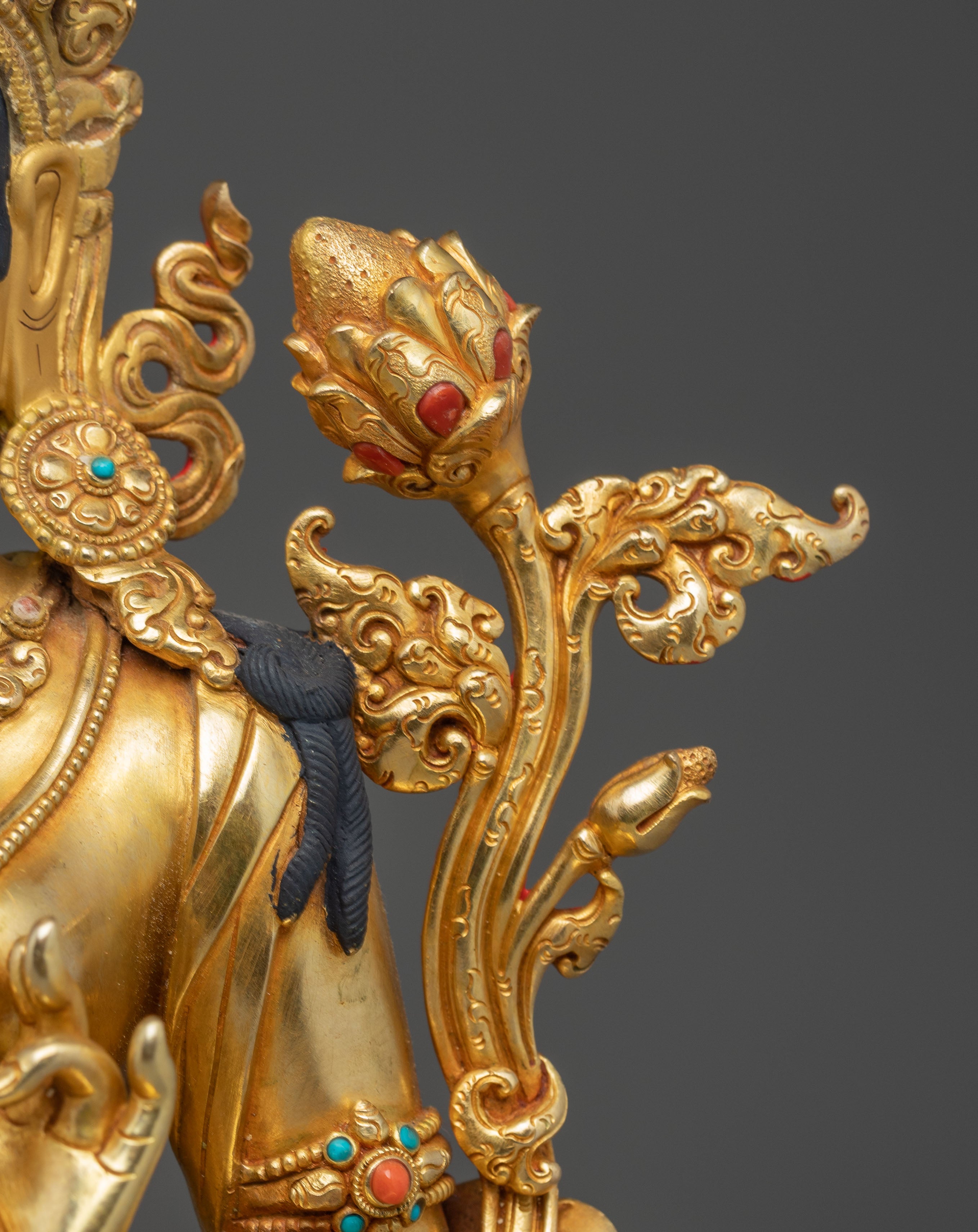 Mother Green Tara Golden Handmade Statue | Shyama Tara Sculpture