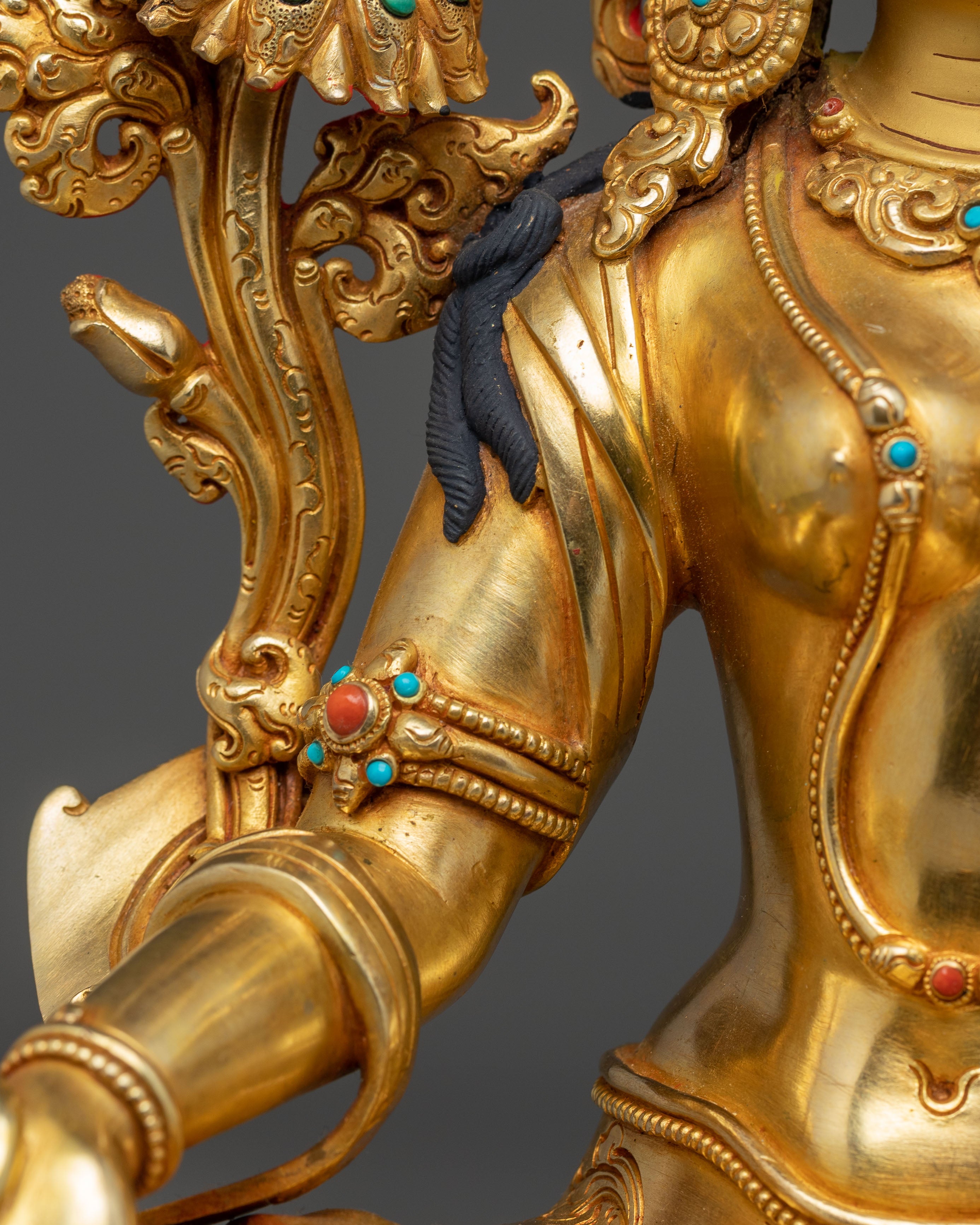 Mother Green Tara Golden Handmade Statue | Shyama Tara Sculpture