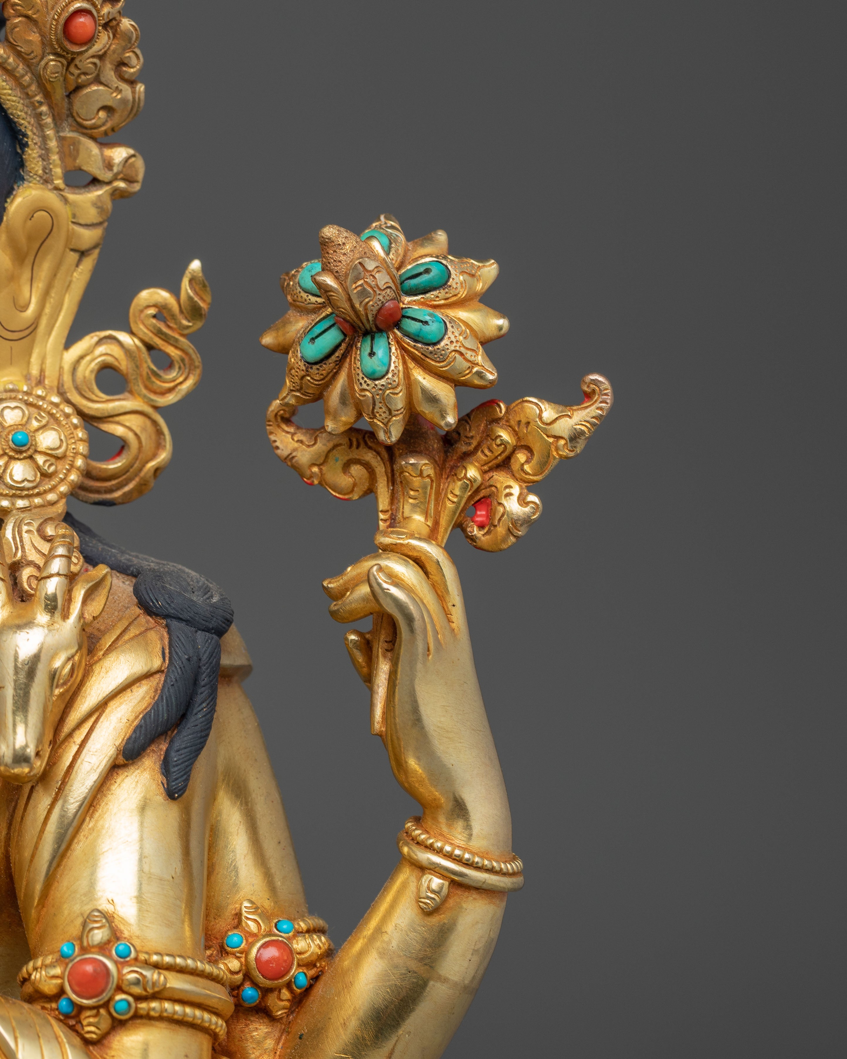 Golden Handmade Statue of Bodhisattva Chenrezig