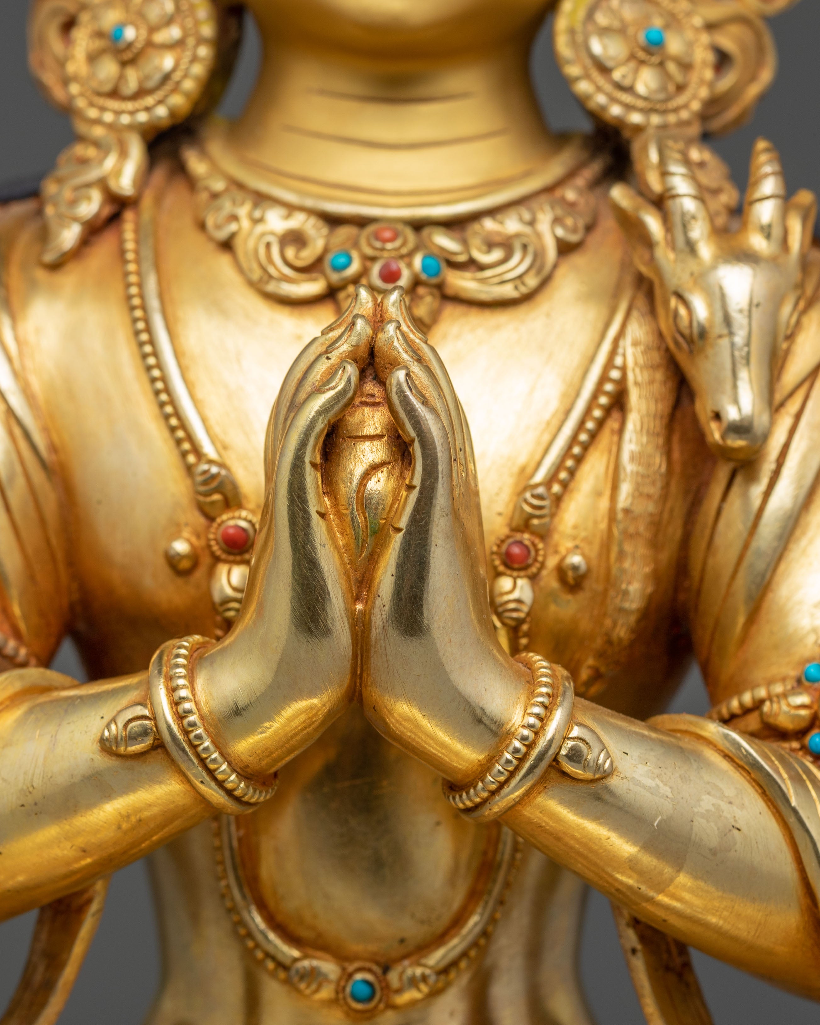 Golden Handmade Statue of Bodhisattva Chenrezig