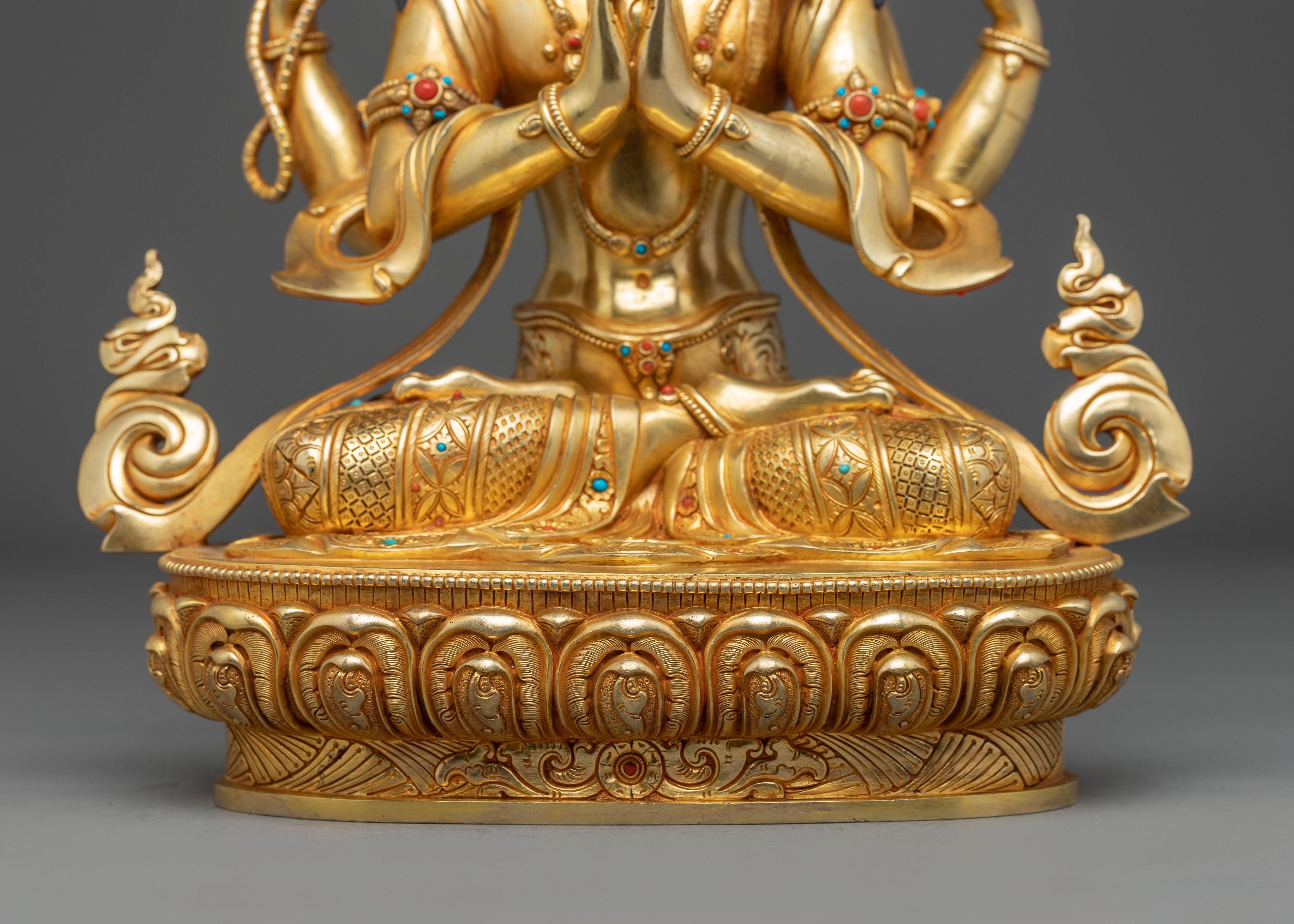 Golden Handmade Statue of Bodhisattva Chenrezig
