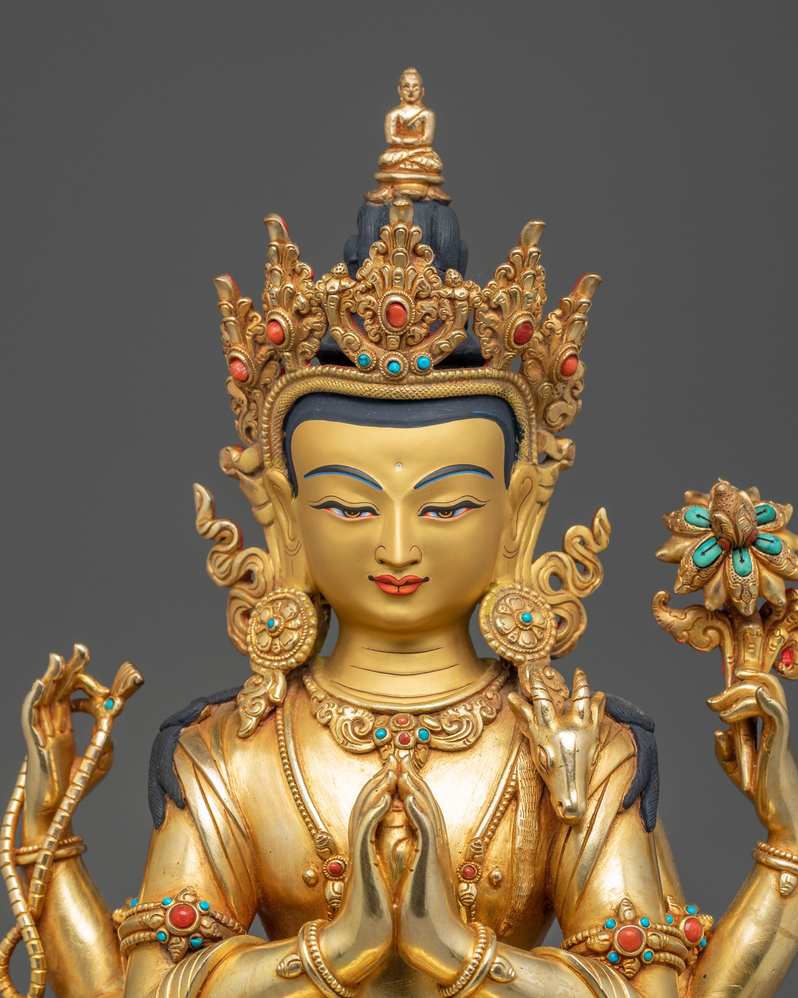 Golden Handmade Statue of Bodhisattva Chenrezig