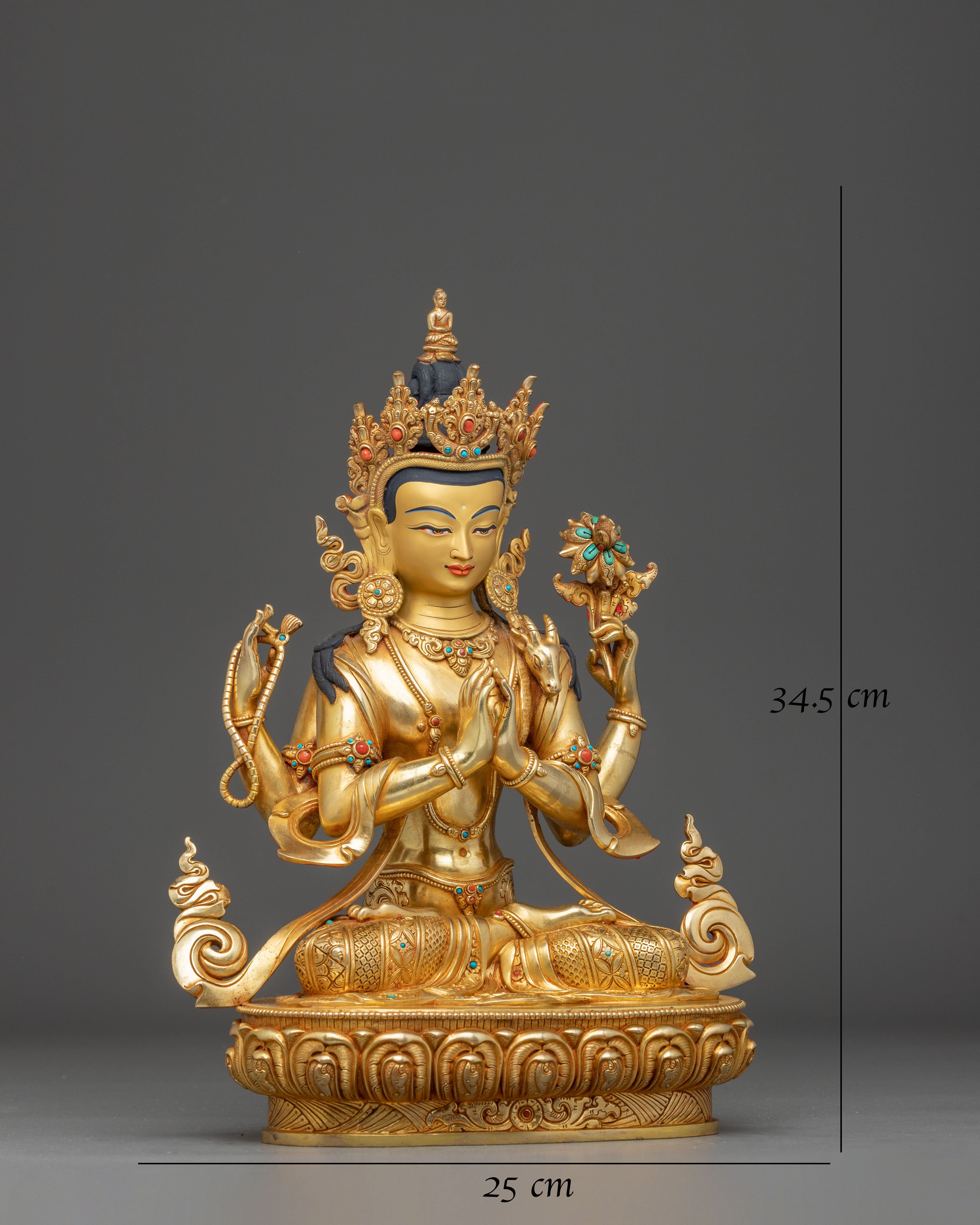 Golden Handmade Statue of Bodhisattva Chenrezig