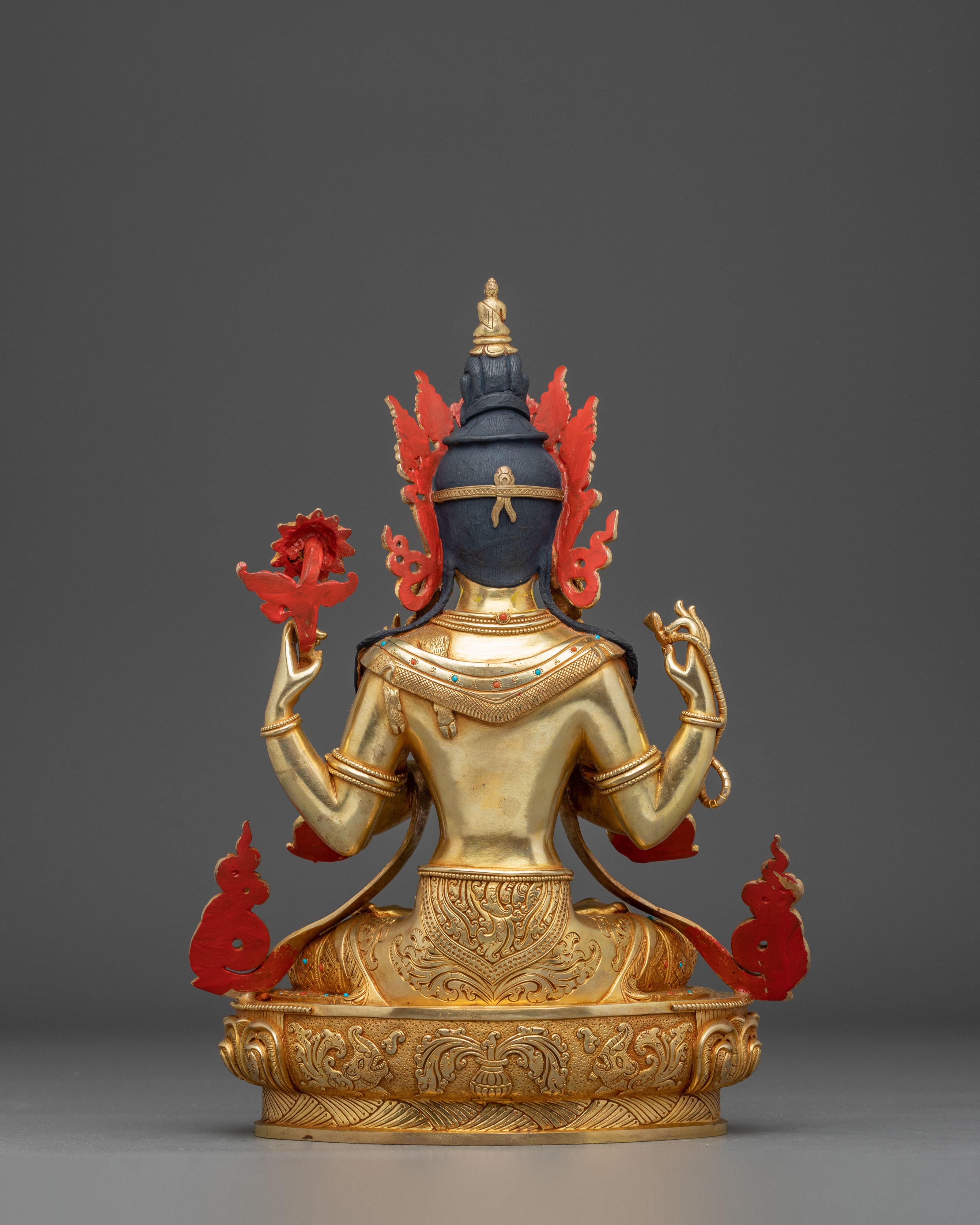 Golden Handmade Statue of Bodhisattva Chenrezig